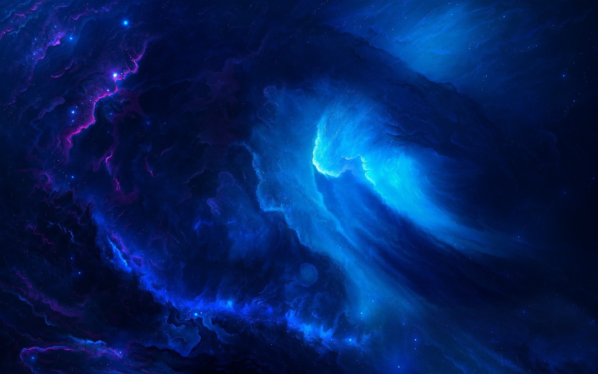 1920x1200 blue, Nebula, Space, Space art, Digital art