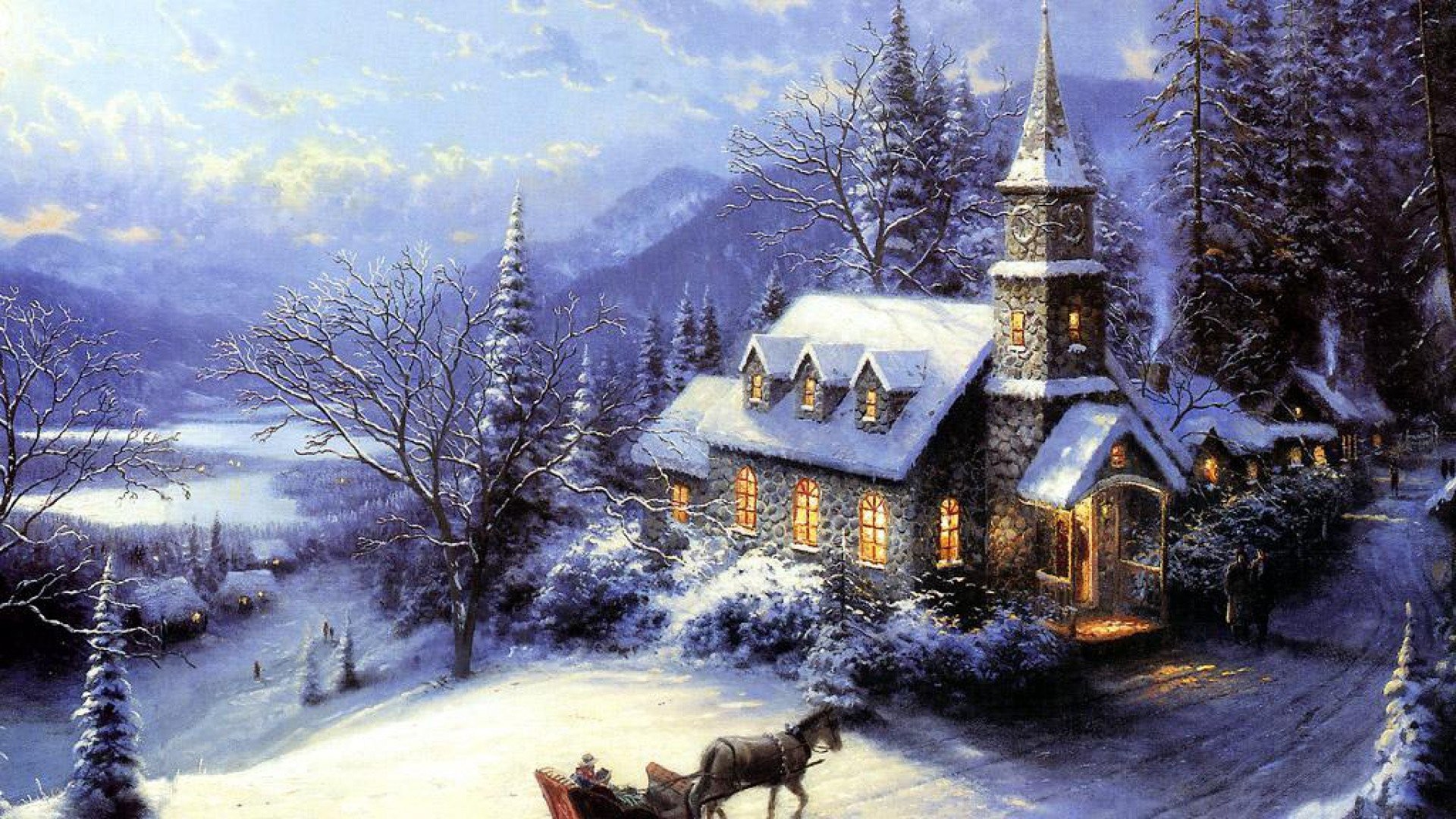 1920x1080 Christmas In An Alpine Village