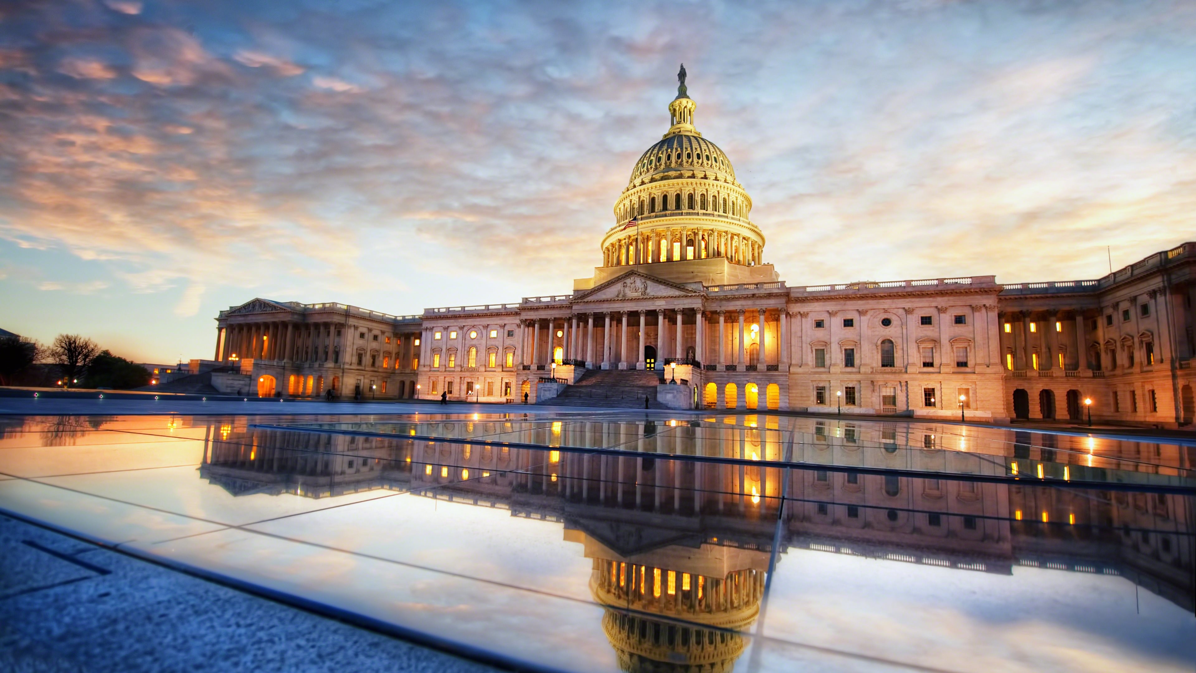 3840x2160 Wallpaper: U.S. Capitol Sunrise Reflection