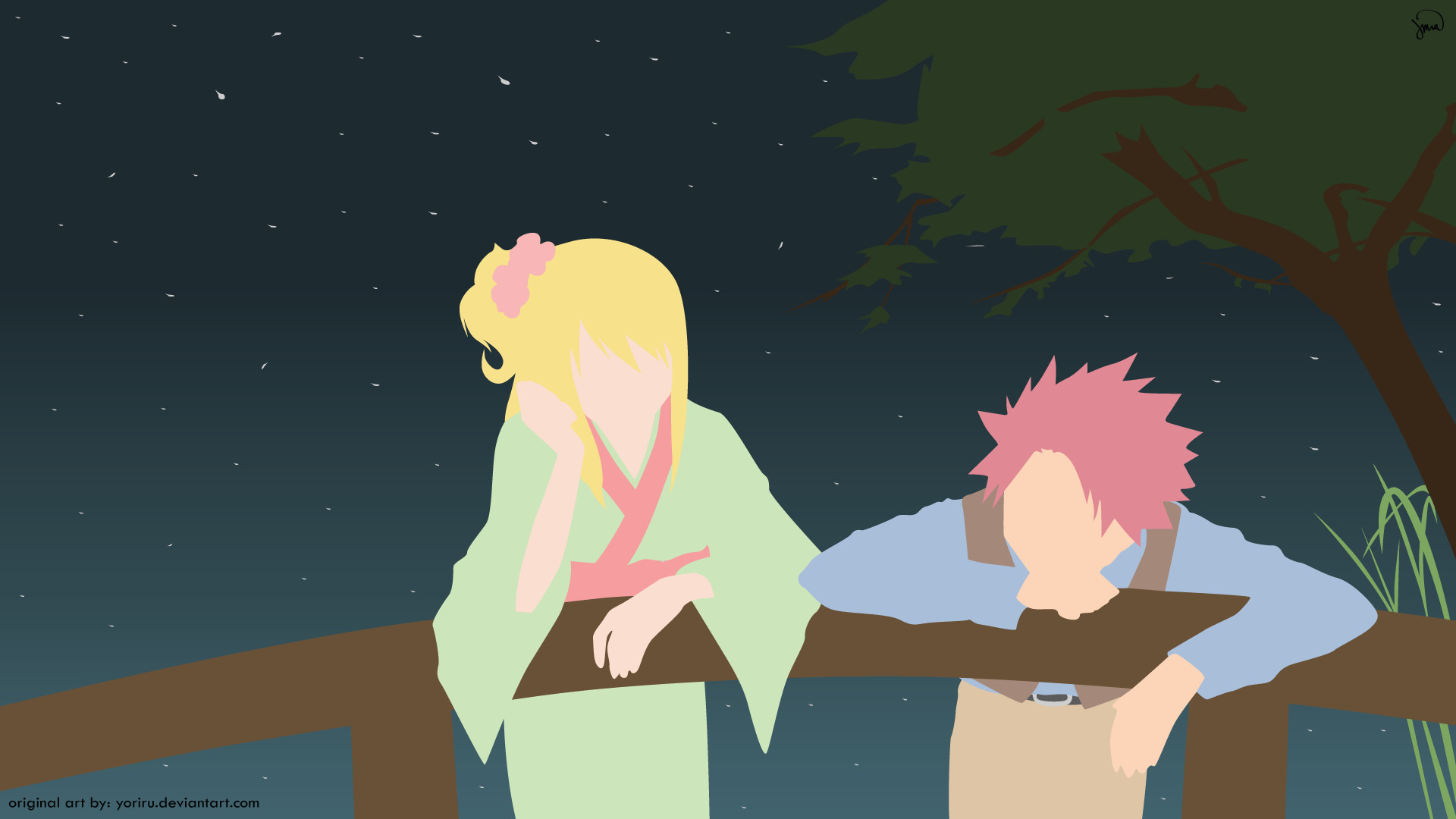 1920x1080 Natsu and Lucy Fairy Tail Minimalistic Wallpaper by greenmapple17