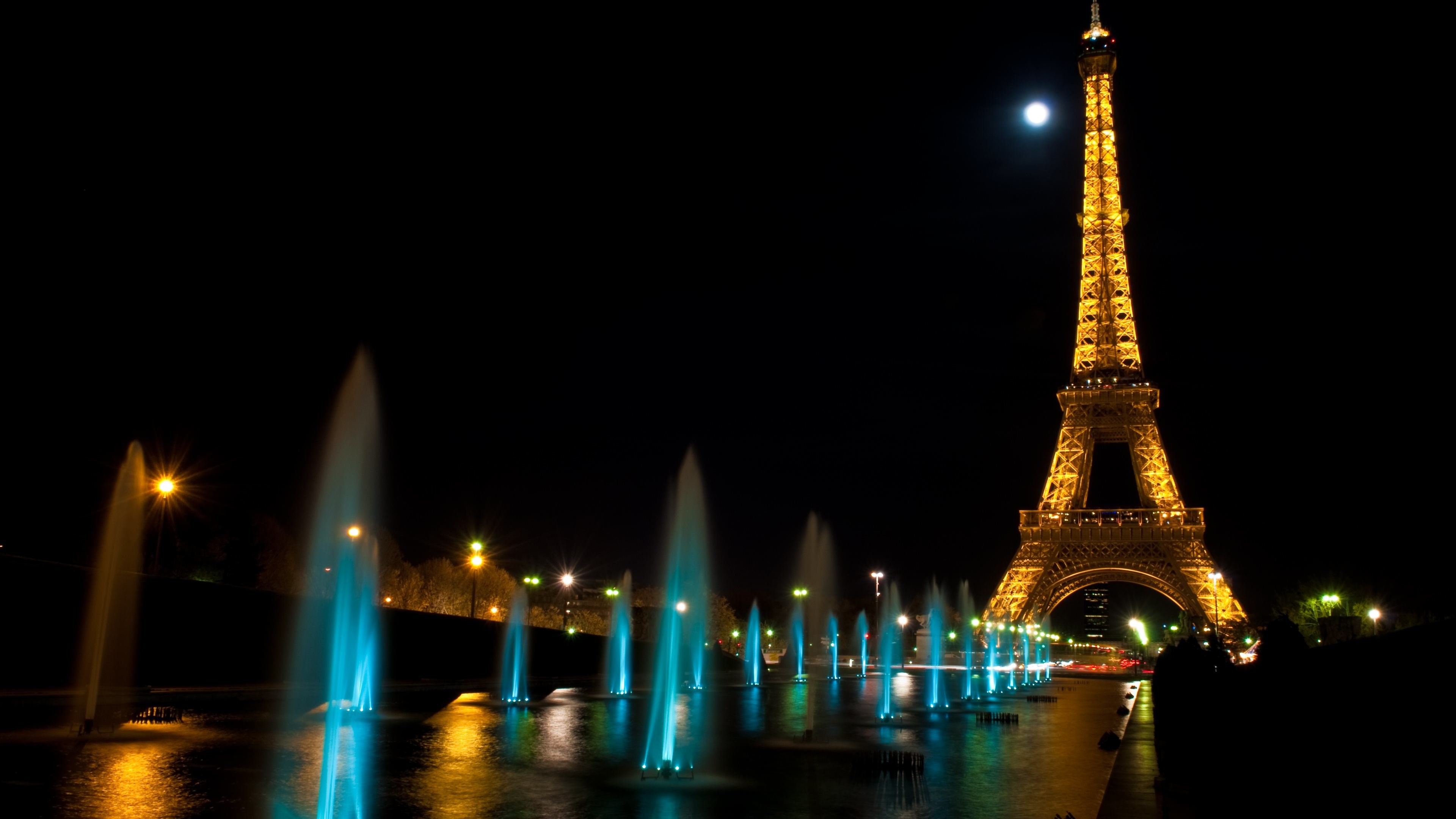 3840x2160 Eiffel Tower Night HD Wallpaper