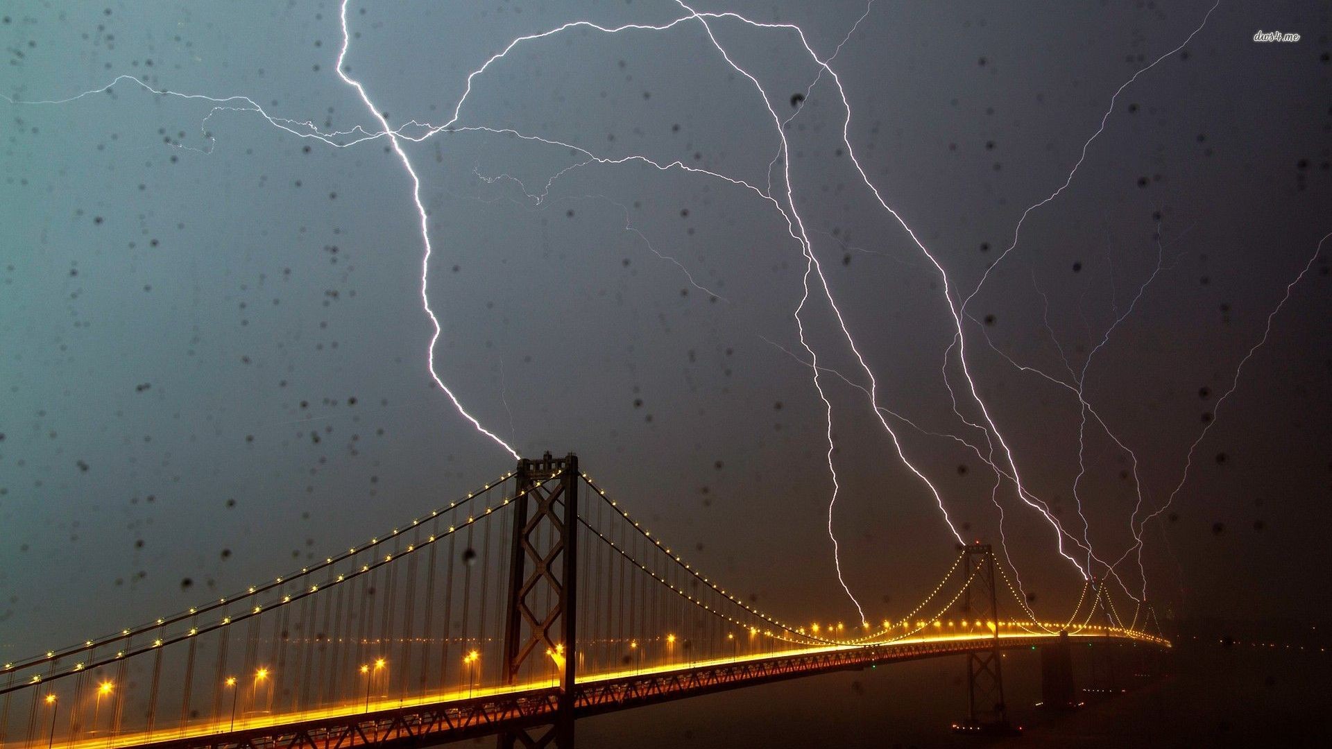 1920x1080 ... Lightning over the San Francisco-Oakland Bay Bridge wallpaper   ...
