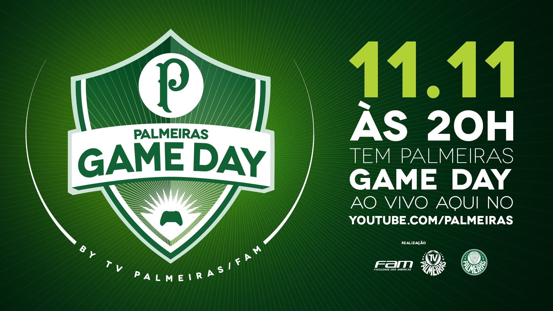 1920x1080 AO VIVO - Palmeiras Game Day hoje, Ã s 20h, aqui na TV Palmeiras - YouTube