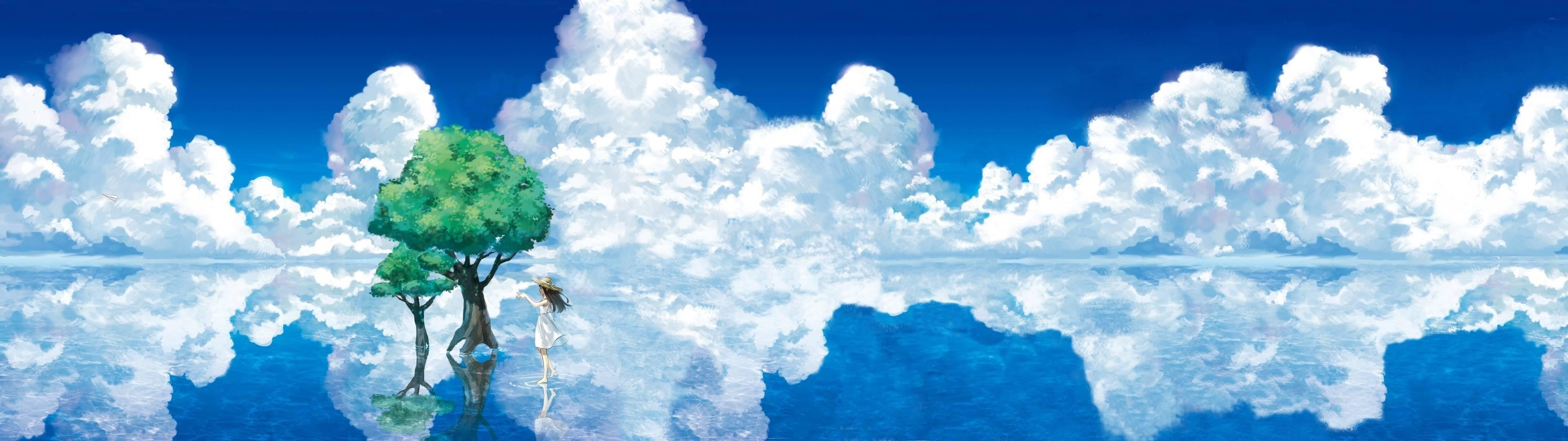3840x1080 anime landscape dual screen wallpaper 