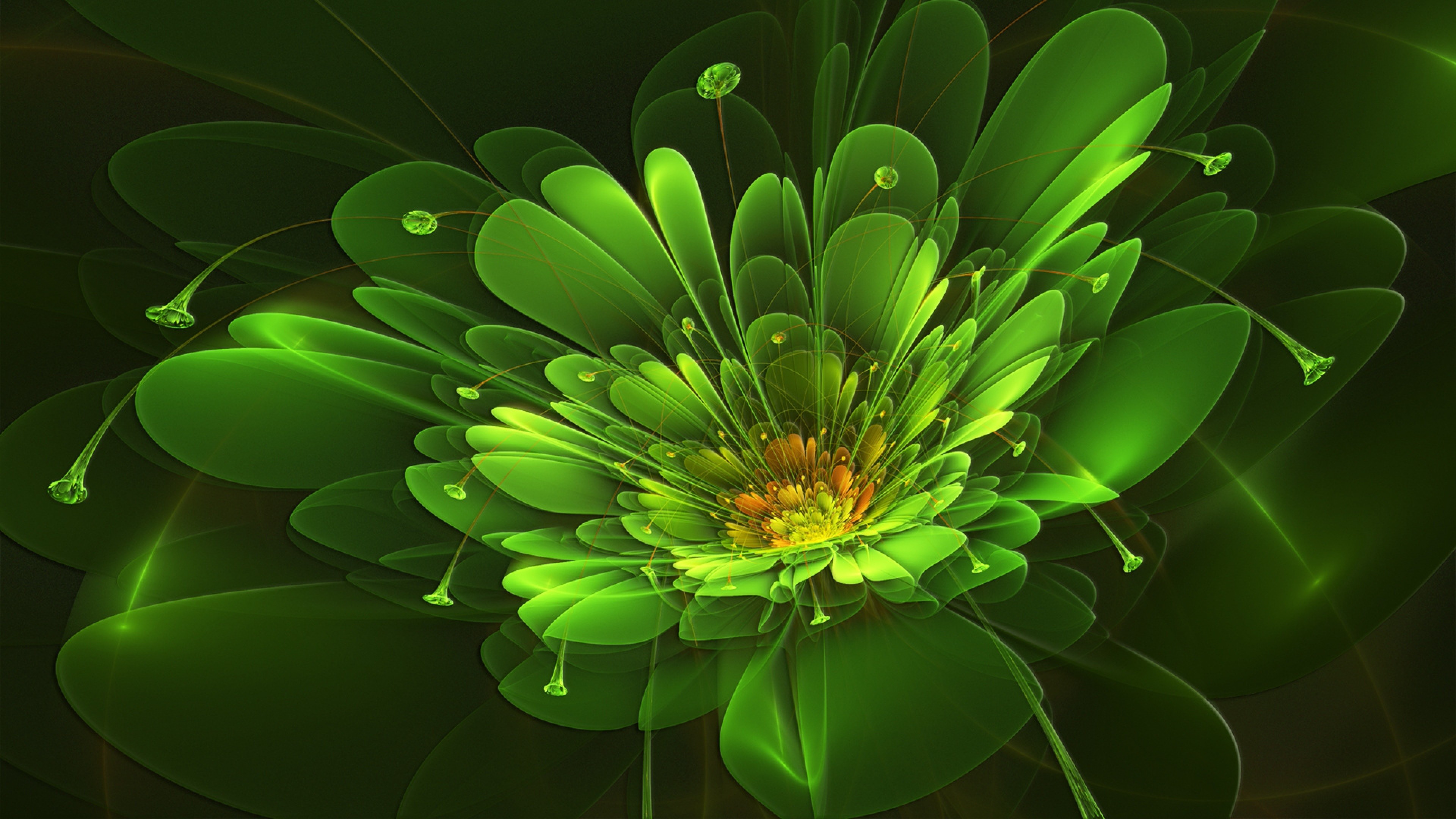 3840x2160 Preview wallpaper green, flower, background, colorful, light 