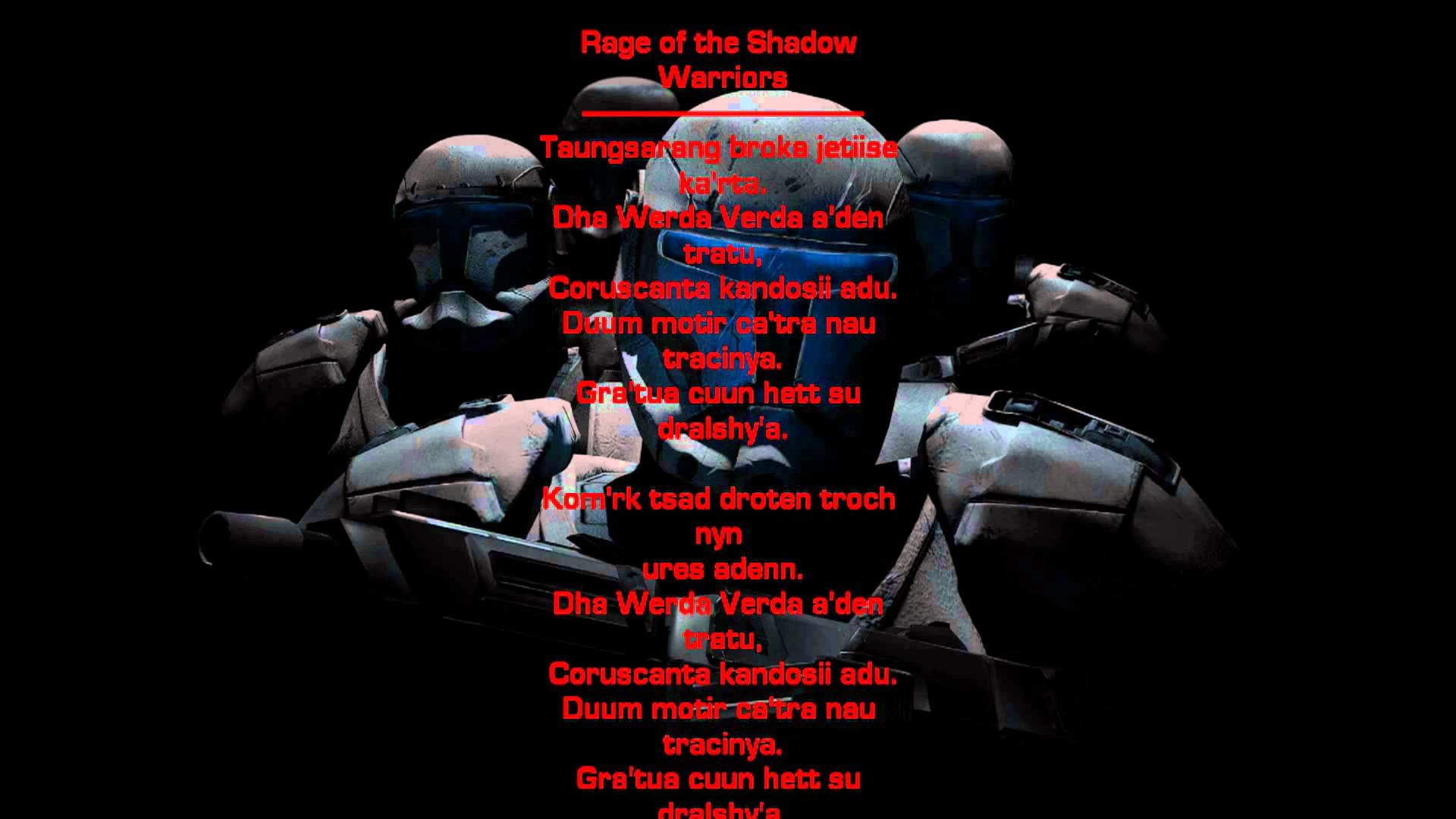 1920x1080 Star Wars: Republic Commando Music - Rage of the Shadow Warriors w/ Ancient  Mandalorian Lyrics - YouTube