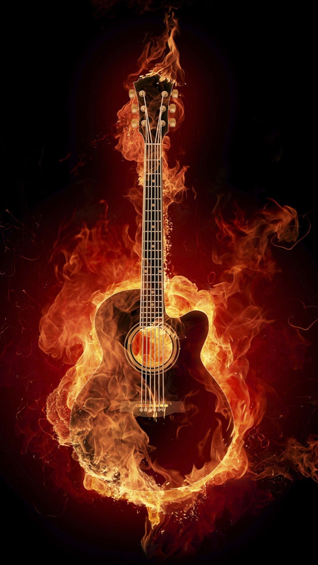 1080x1920 Superb abstract fire guitar wallpaper for Samsung smartphone