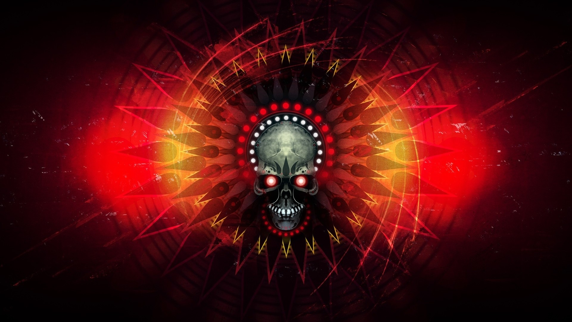 1920x1080 Preview wallpaper skull, fire, lines, shadow 