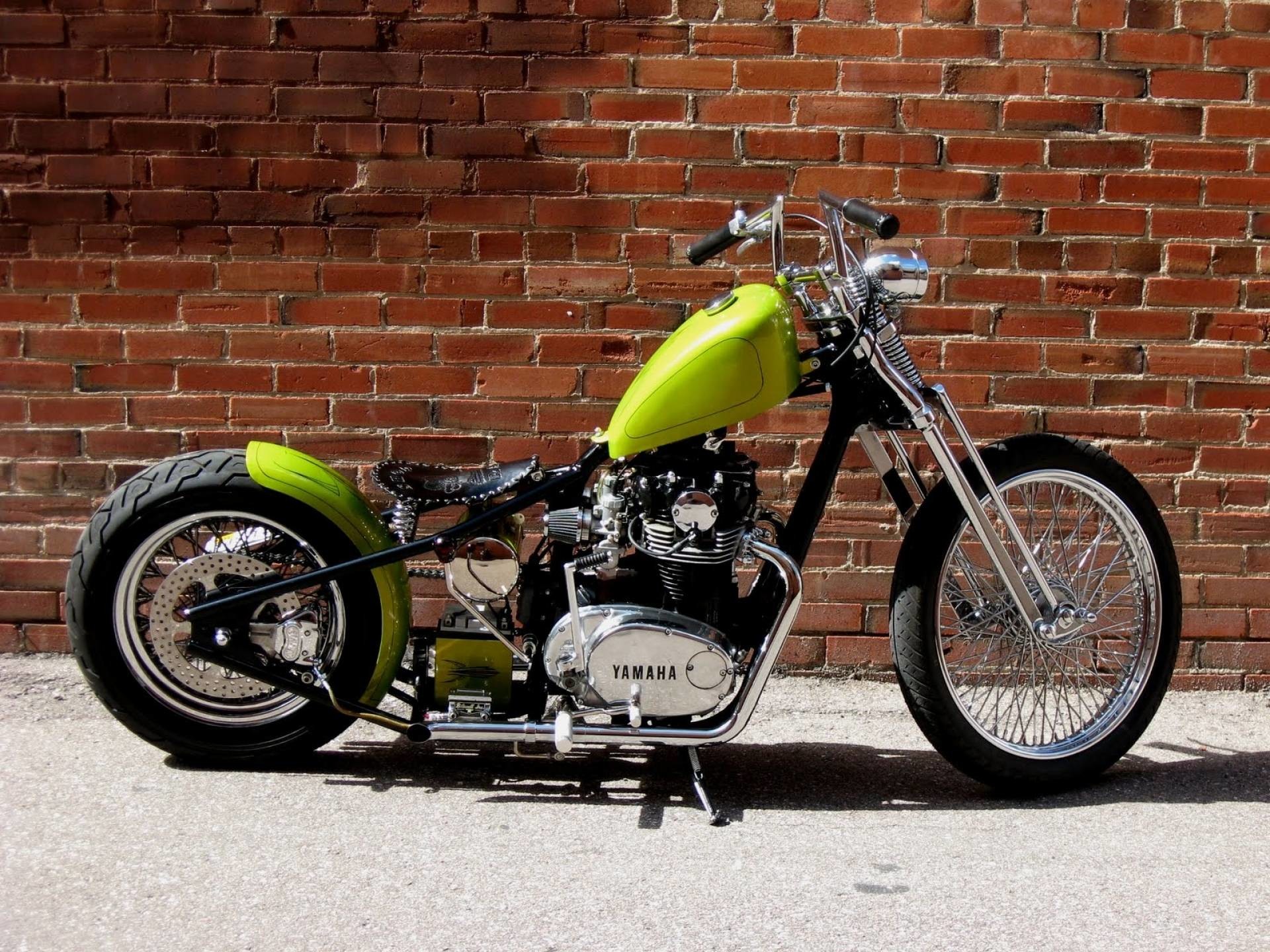 1920x1440 Yamaha Xs650 Lime Green Bobber Motorcycle