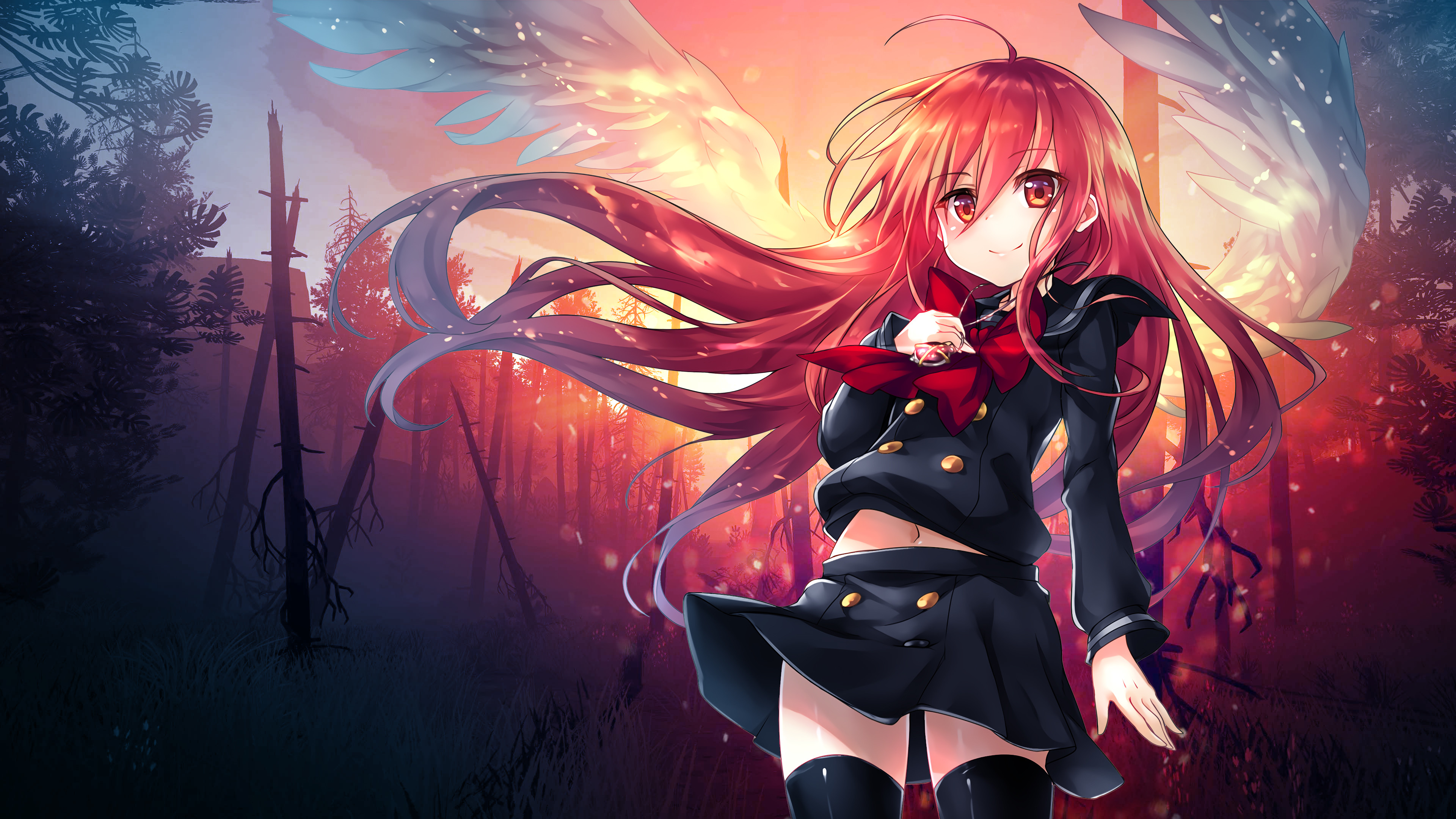 3840x2160 Anime girl, Fire Angel, 4K