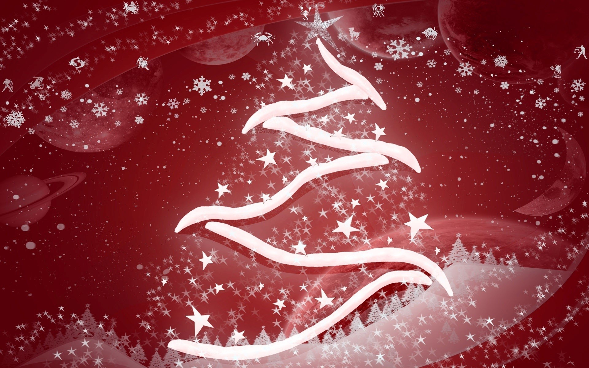 1920x1200 Amzing Snowy Christmas Tree Photo in Red Background HD Images