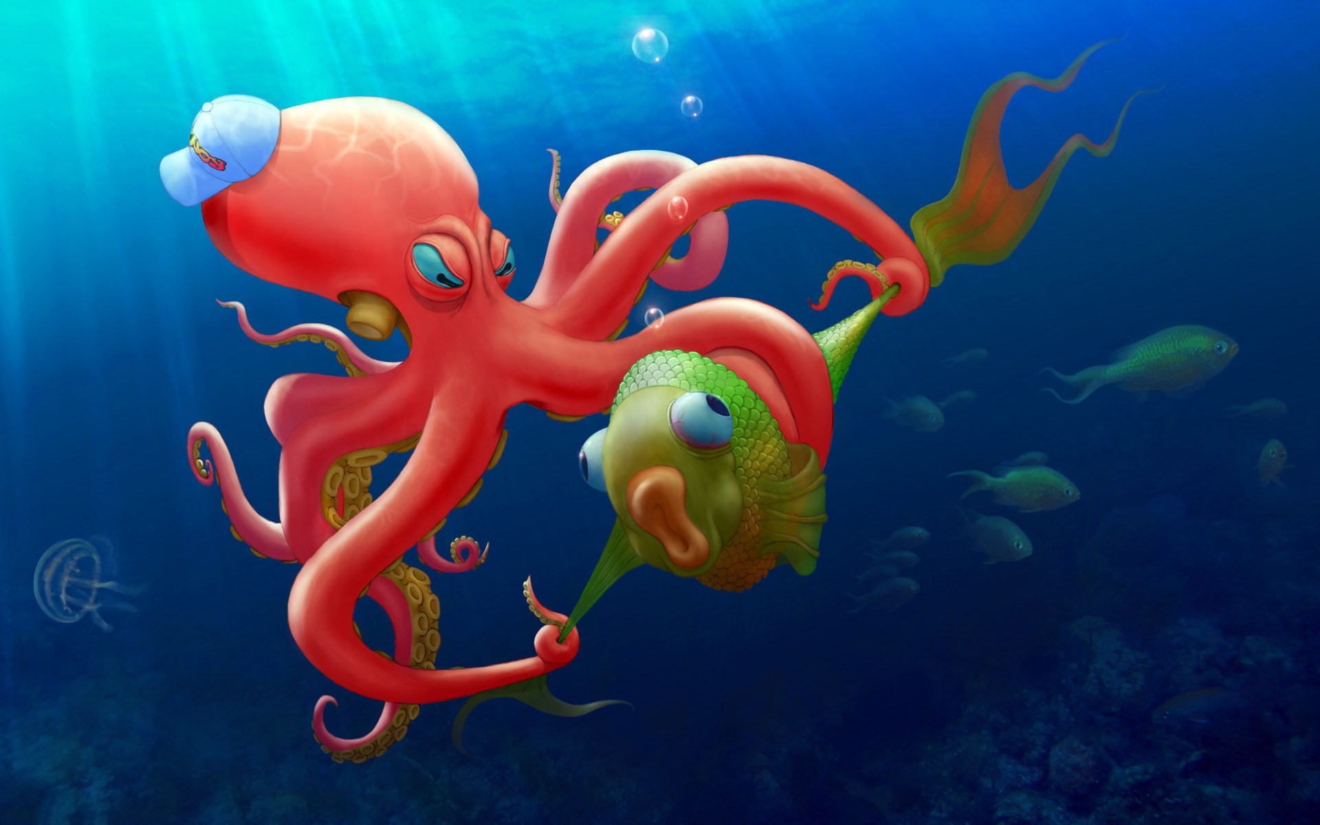 1920x1200 wallpaper.wiki-Red-Octopus-Art-Background-PIC-WPD001524