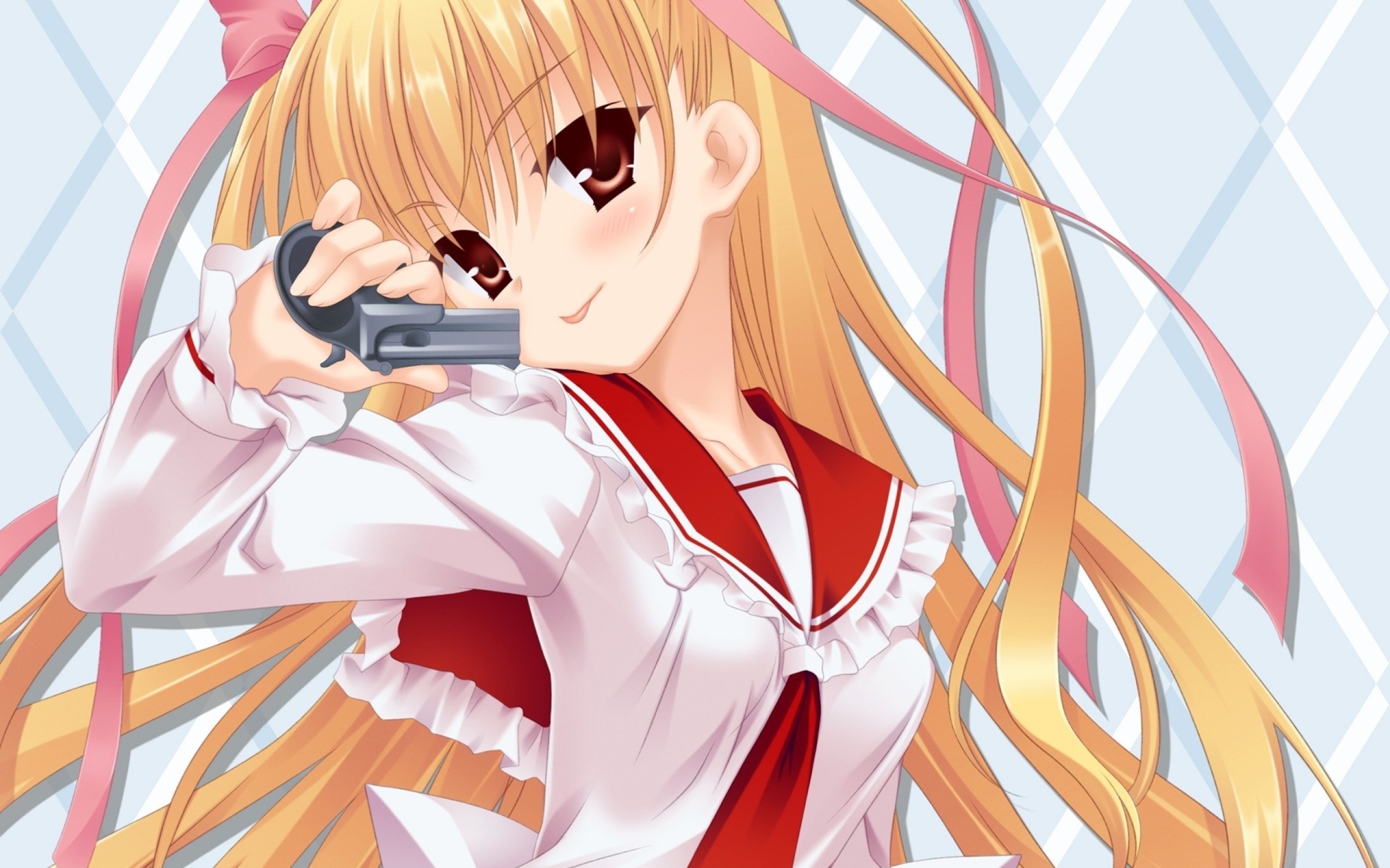 2560x1600  Wallpaper anime, girl, blonde, funny, gun anime, gun