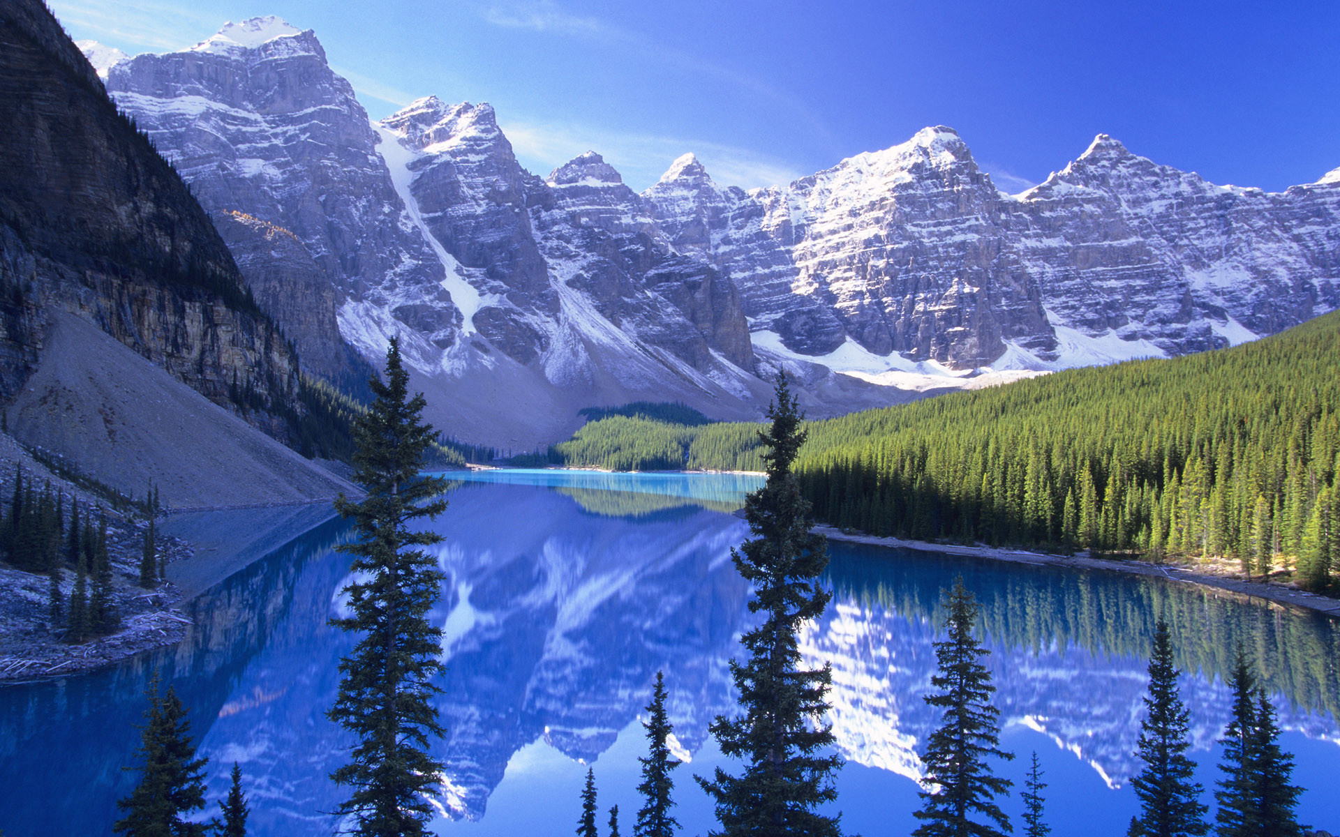 1920x1200 Free Microsoft Screensavers Winter Scene | ... Blue, lakes, landscape,  mountains