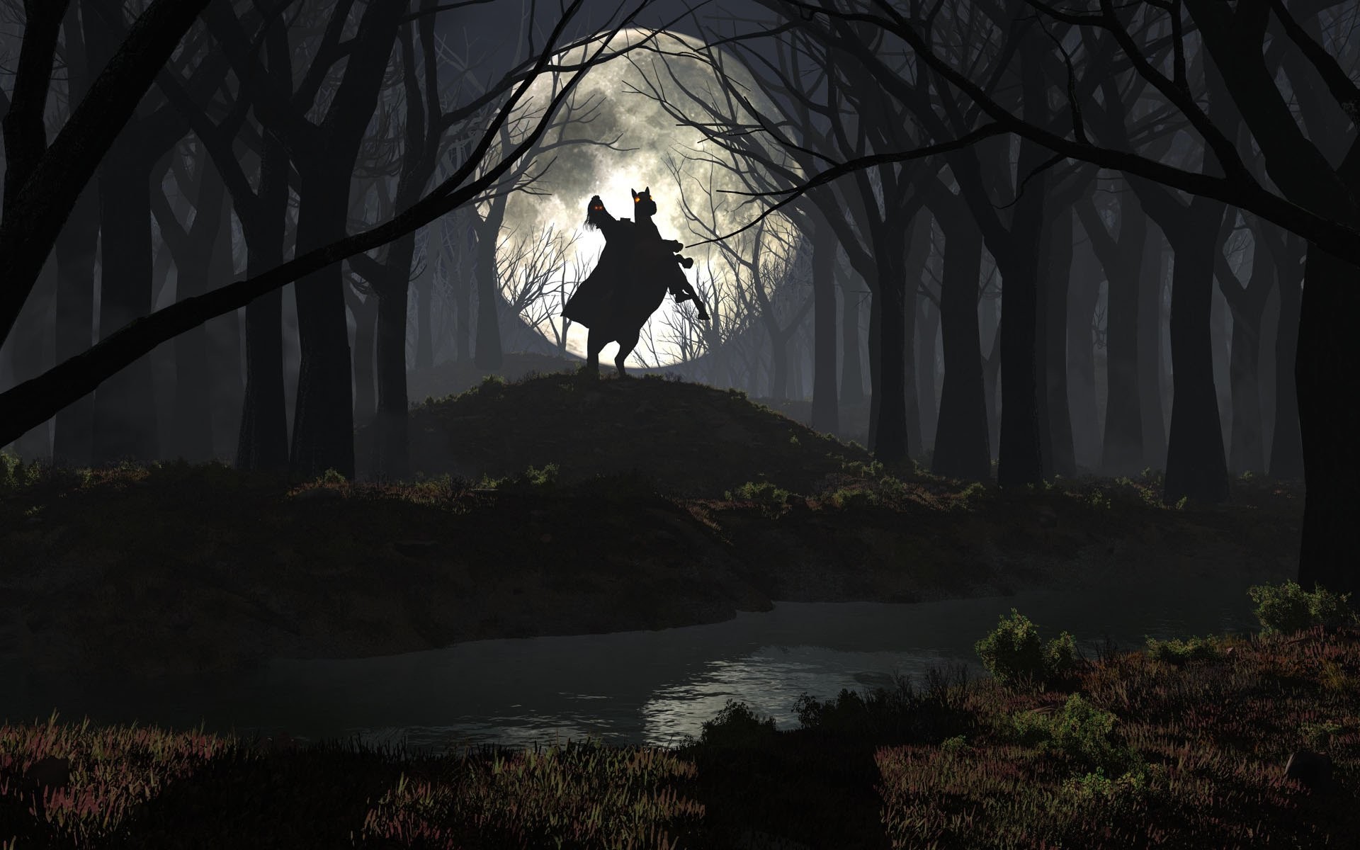 1920x1200 Rider In The Spooky Forest