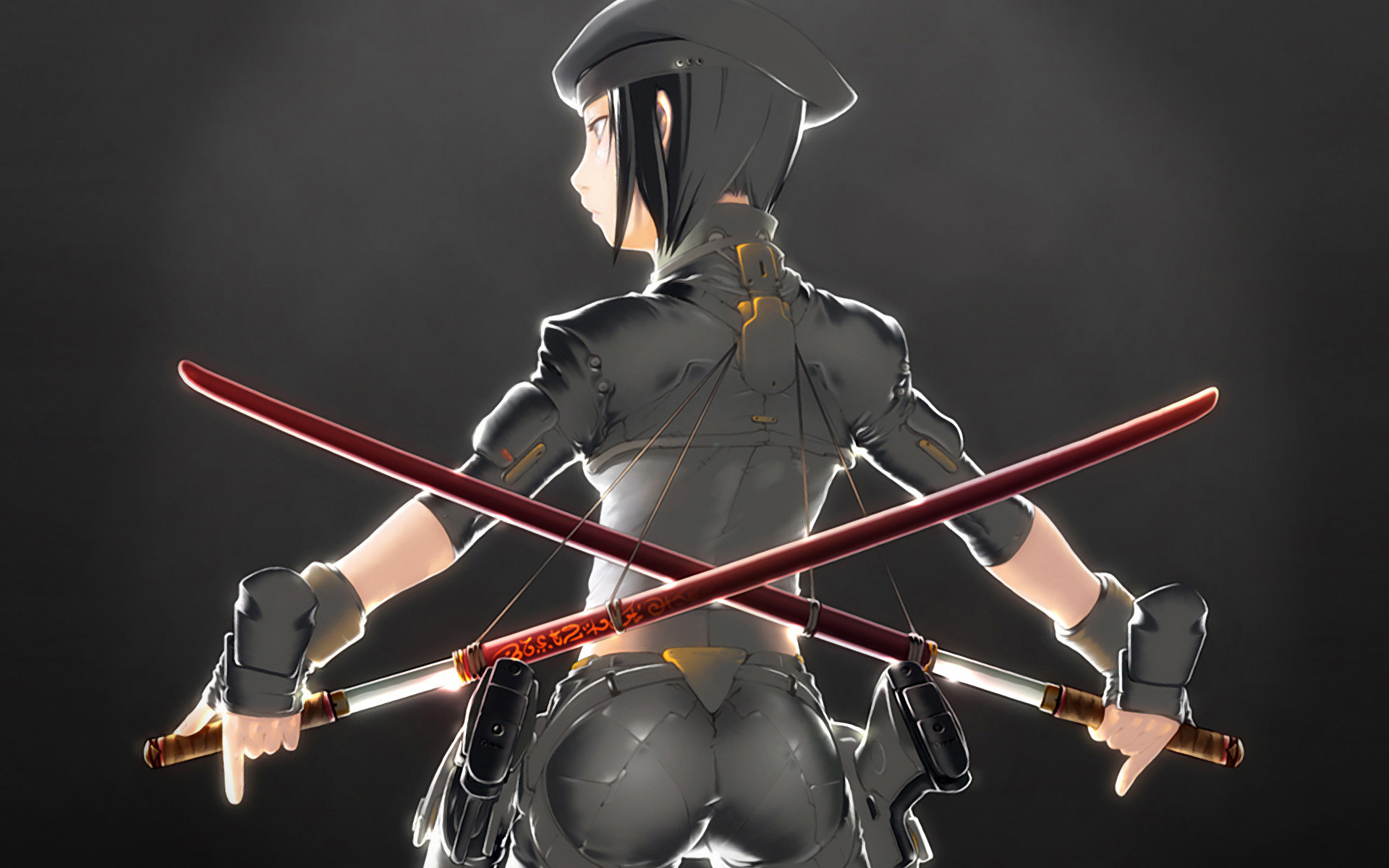 1920x1200 ... Military girl with katana swords