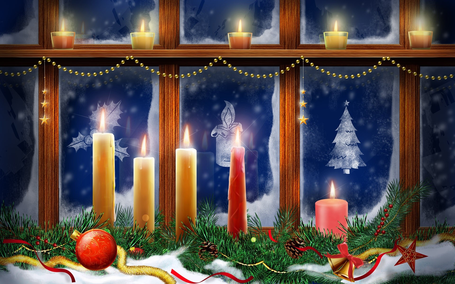 1920x1200 Christmas lighting candles wallpaper