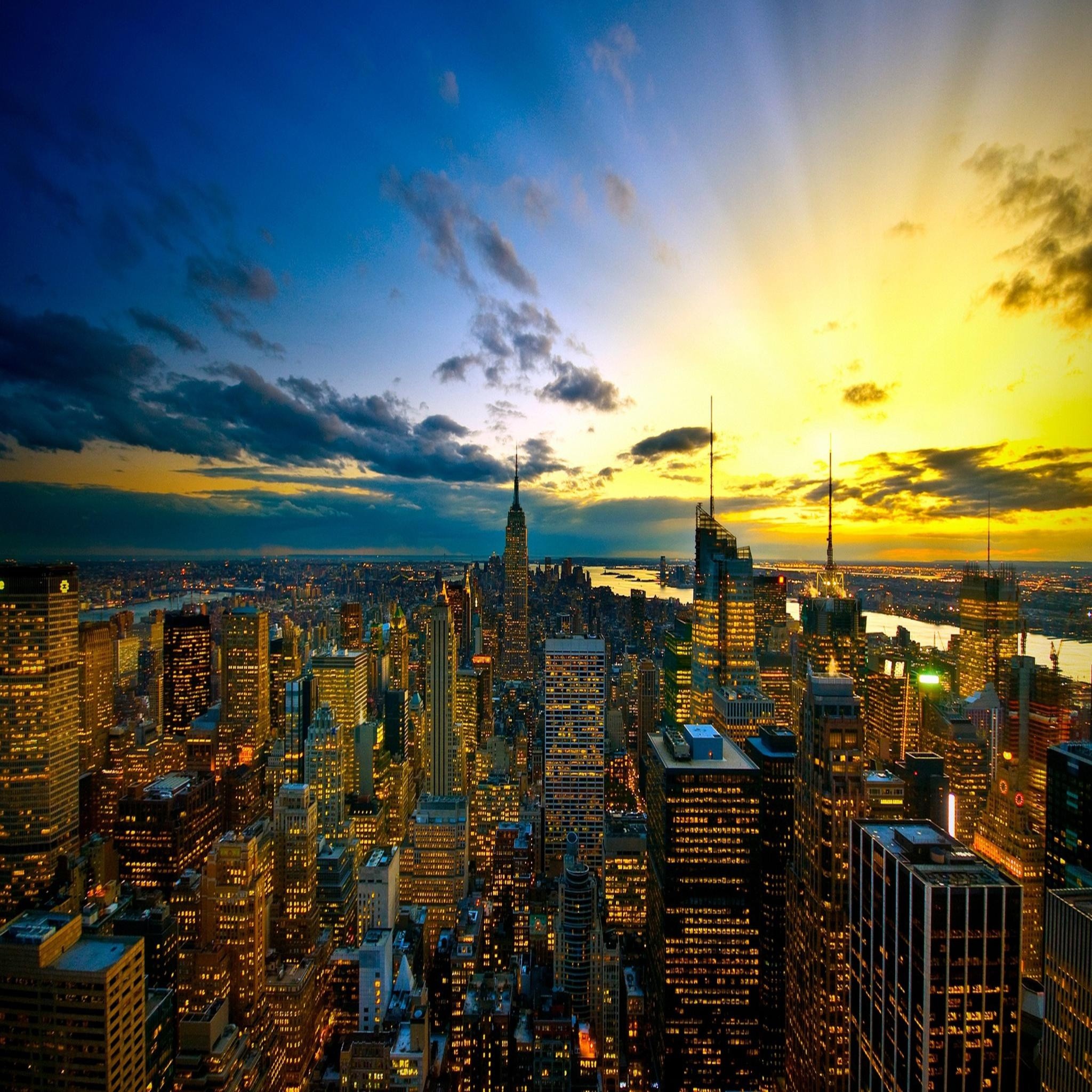 2048x2048 New York City Skyline - Sunset Wallpaper - Hd Desktop Wallpaper
