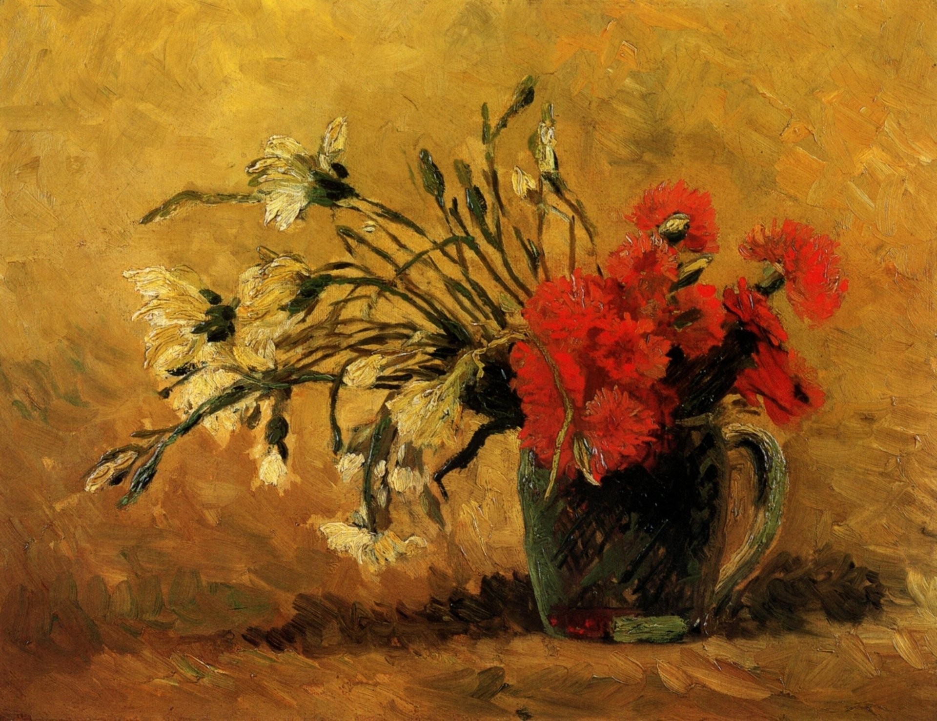1920x1478 vincent van gogh vase flower red carnations pattern