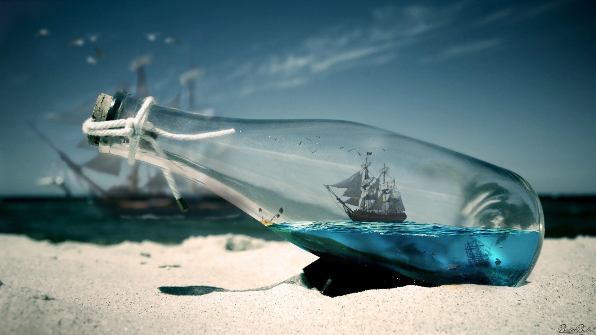 1920x1080 water sea bottles ships Pirates of the Caribbean - Wallpaper (#1664888) /  Wallbase.cc