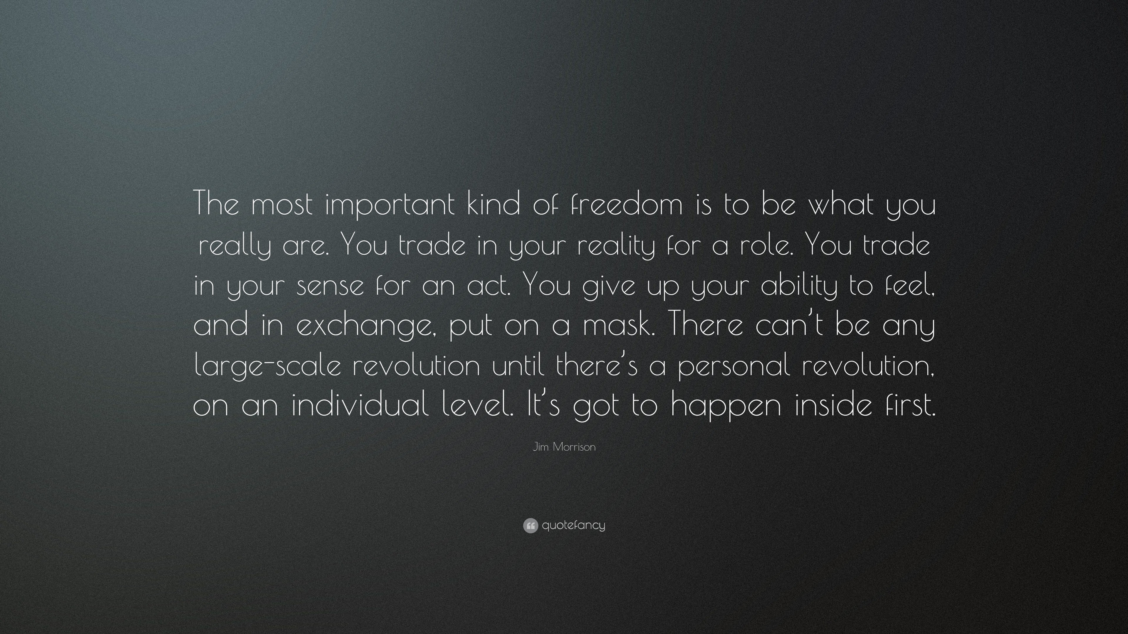 3840x2160 Jim Morrison Quote: “The most important kind of freedom is to be what you
