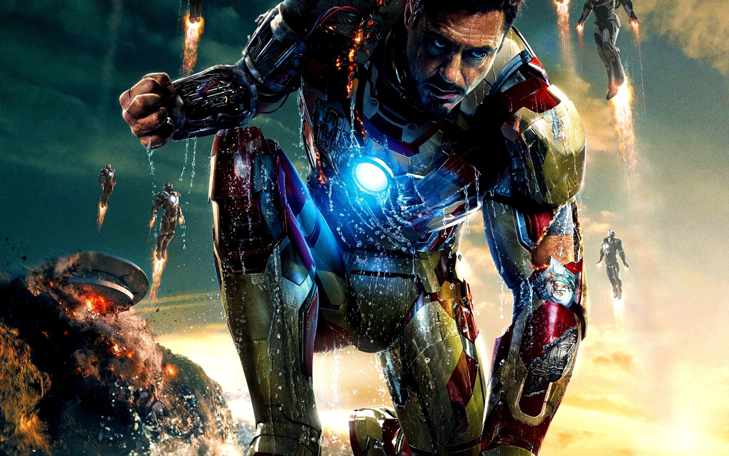 2560x1600 Tony Stark, Iron Man 3, Tony Stark, Explosion, Iron Man 3
