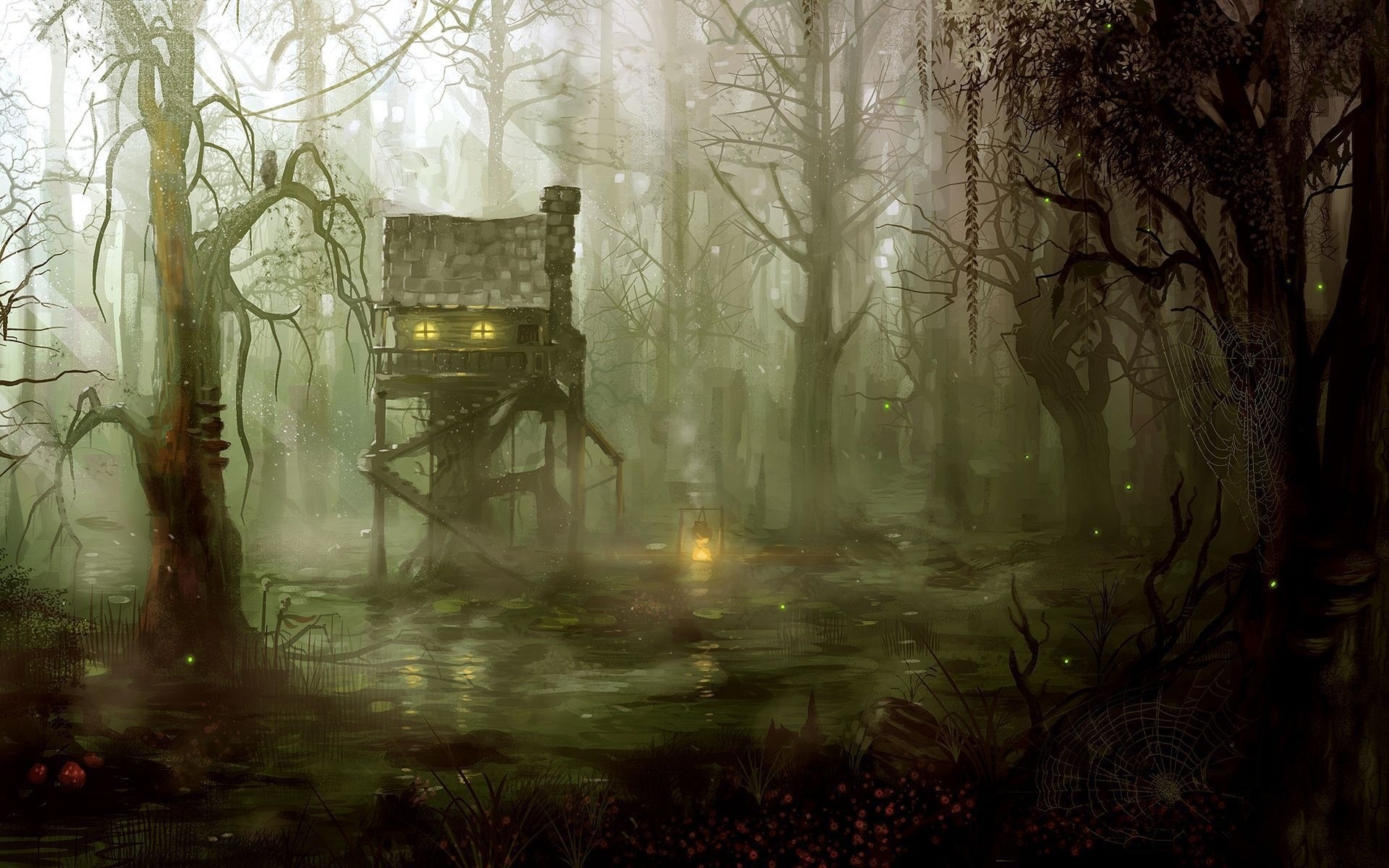 1920x1200 spooky, humor background images, forest, artistic, dark, art, abstract  stock images houses, jungle, swamp, buildings,fantasy, architecture, fire,  lakes, ...