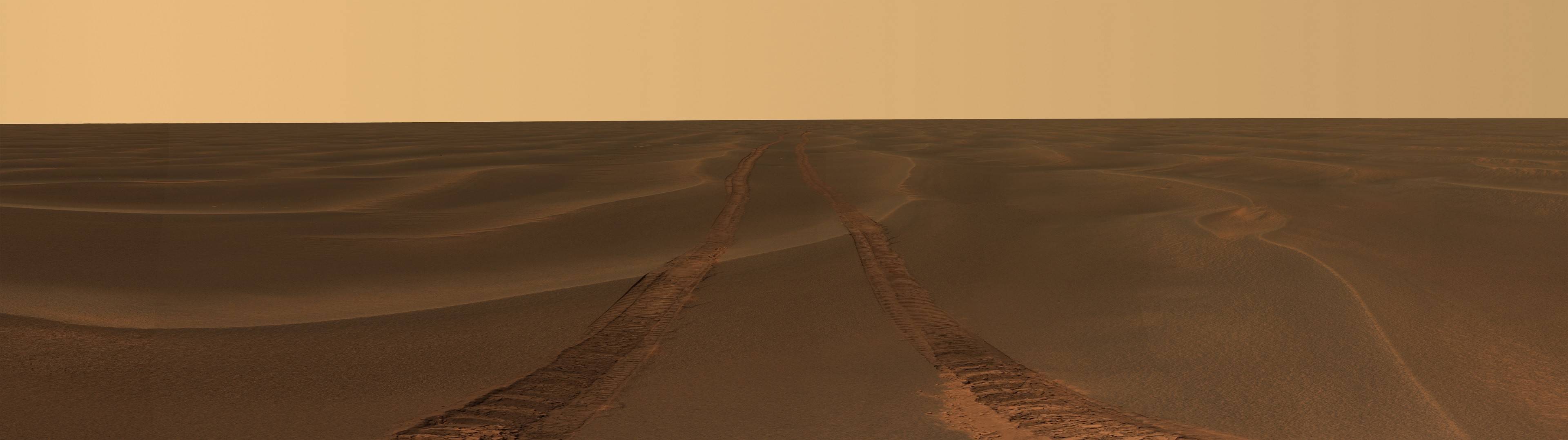 3840x1080 The-Opportunity-Rover-looking-back-at-its-tracks-