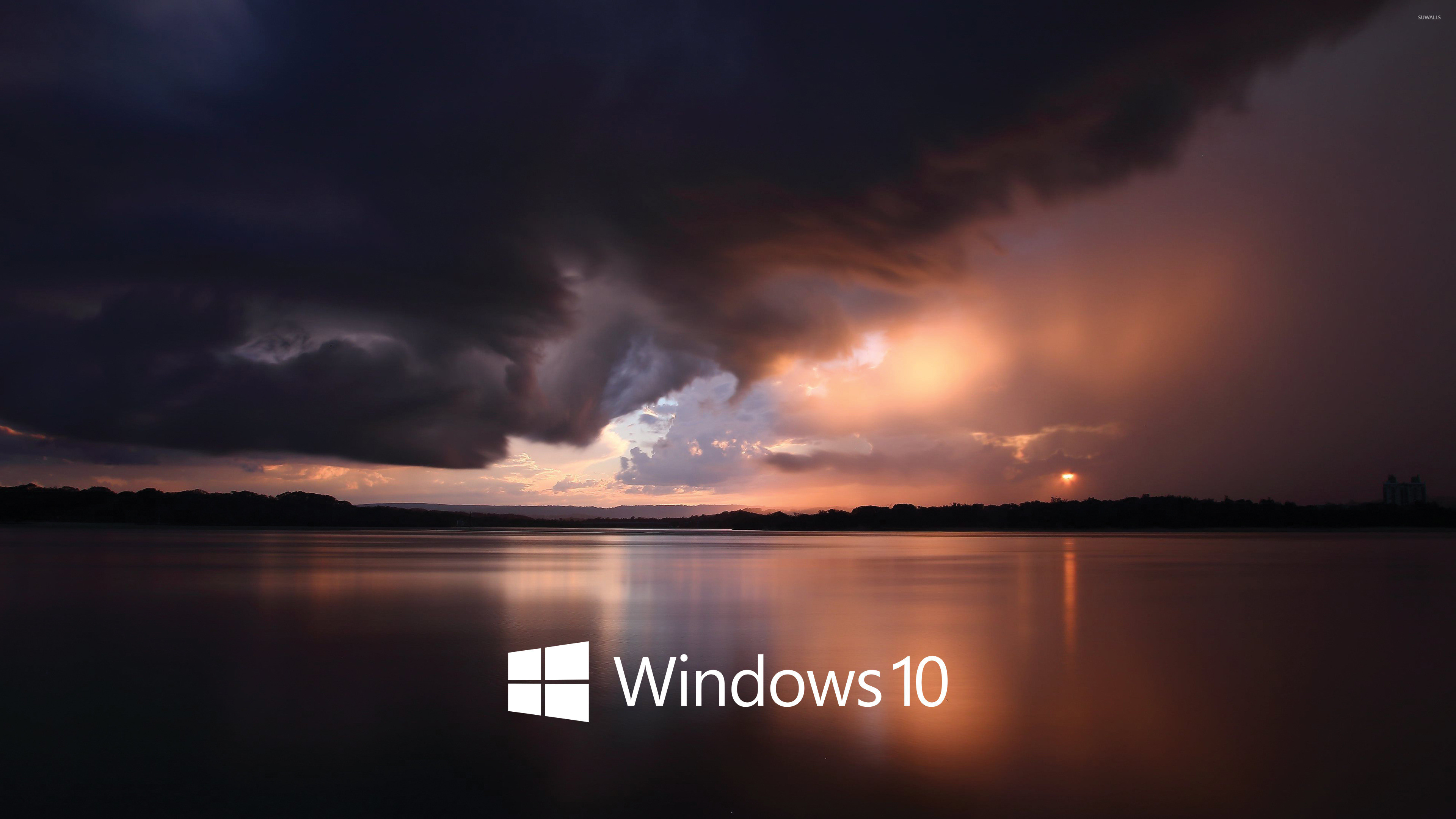 3840x2160 Windows 10 white text logo over the stormy sea wallpaper  jpg