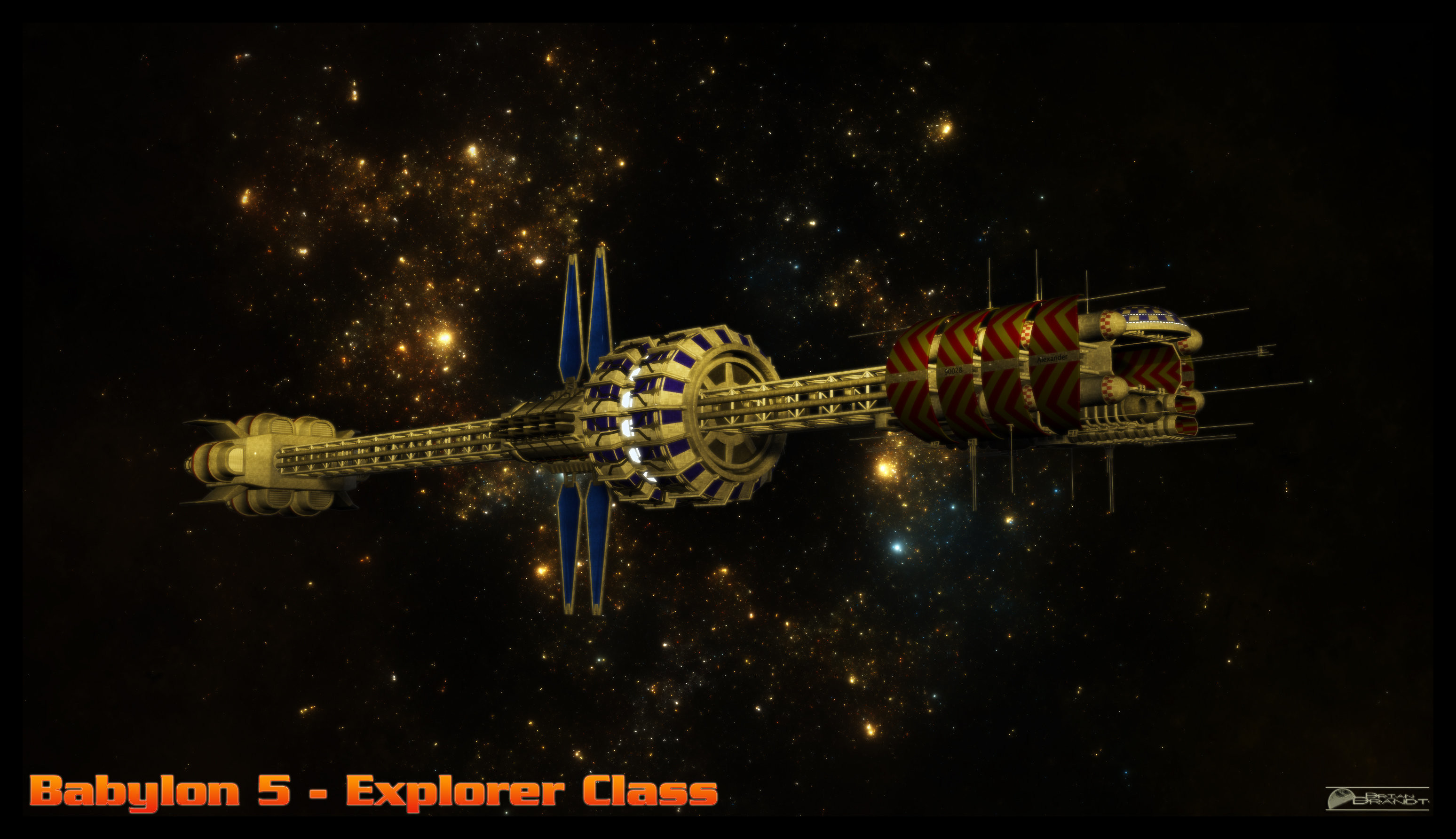 3096x1783 Babylon 5 Explorer Class by MotoTsume