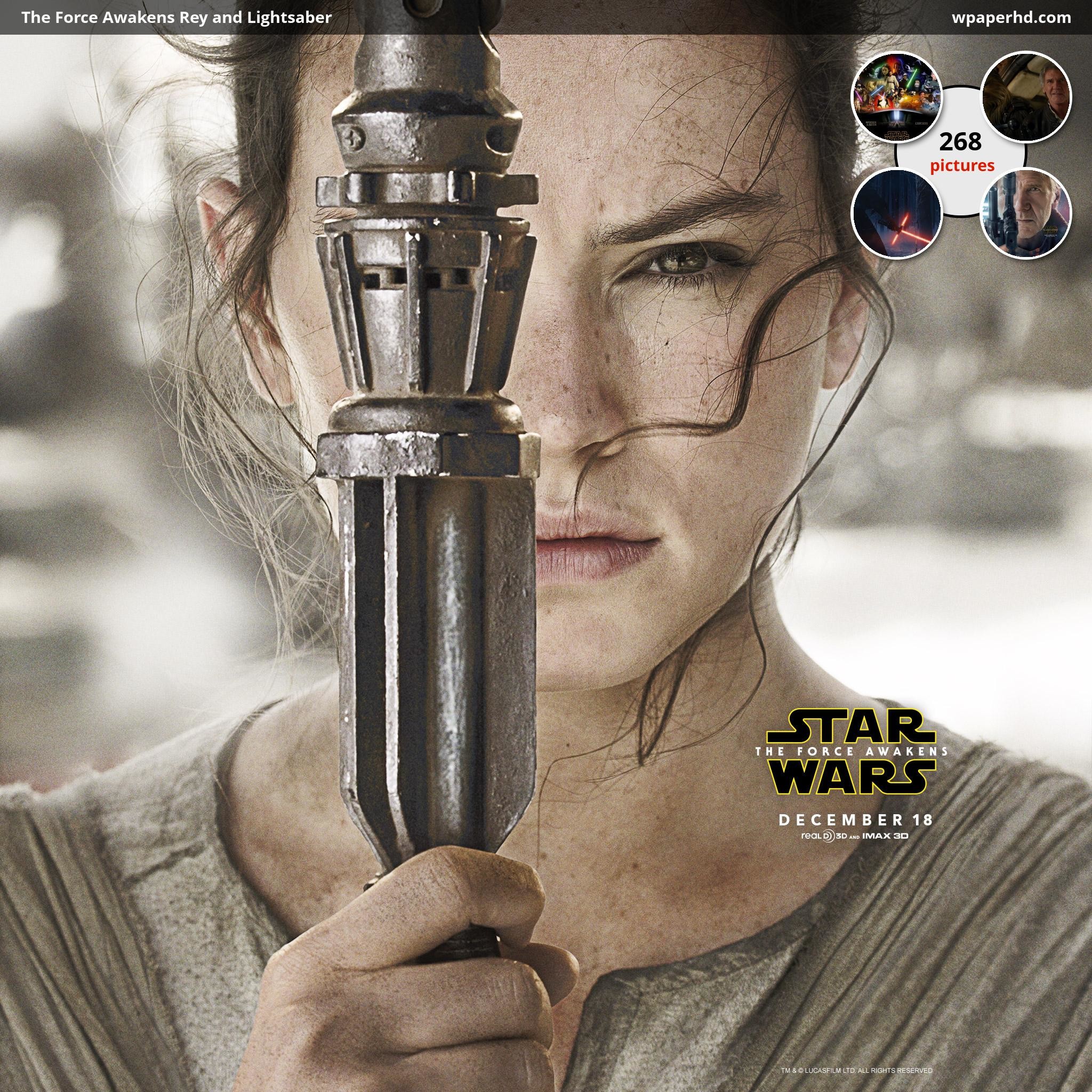 2048x2048 You are on page with The Force Awakens Rey and Lightsaber wallpaper, where  you can download this picture in Original size and ...