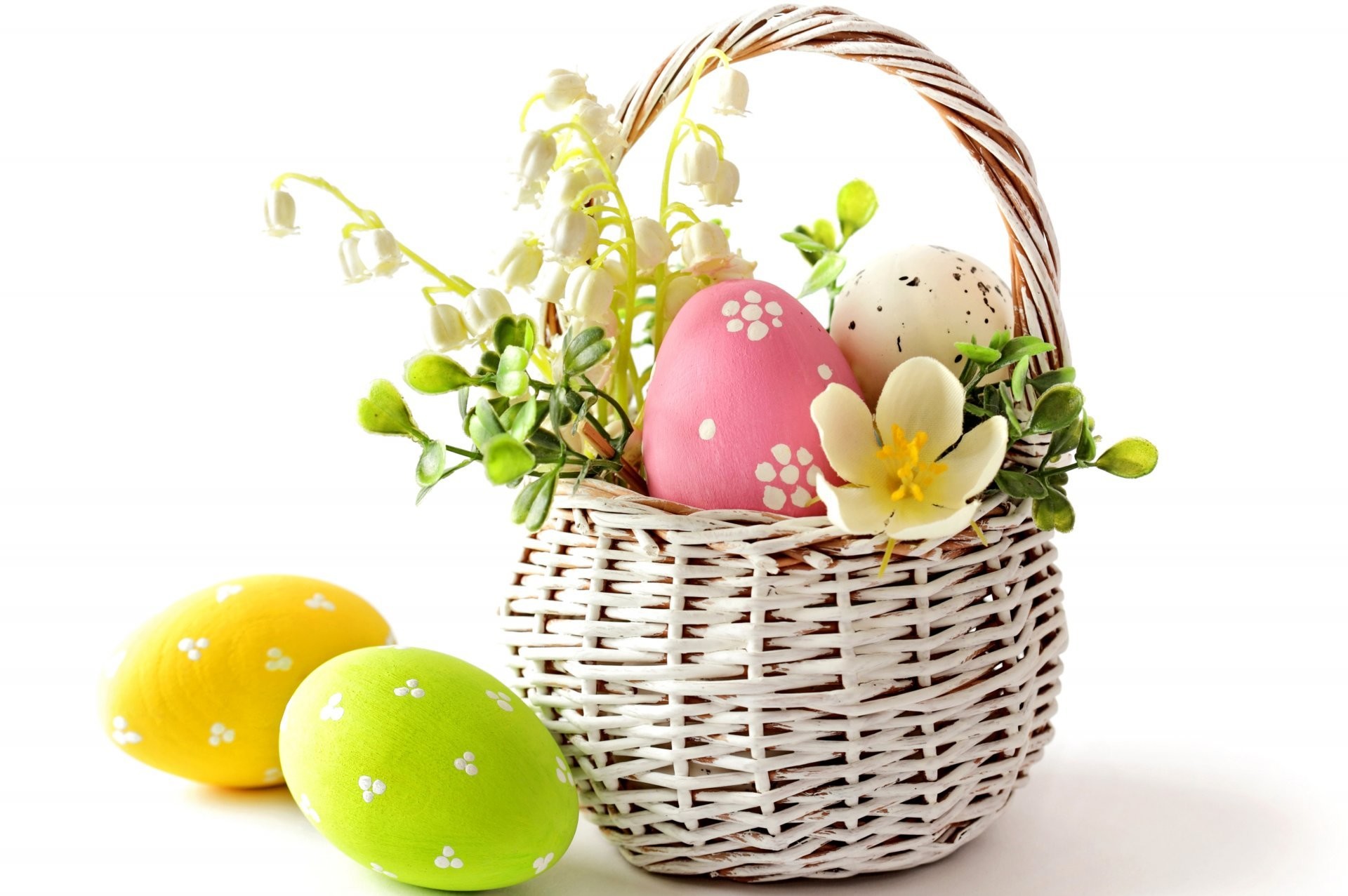1920x1277 easter spring basket flower eggs