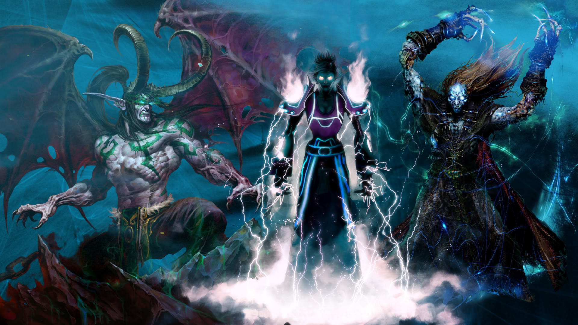 1920x1080 World Of Warcraft wow video games fantasy warrior magic wizard sorcerer  magician dragons art dark demons chain wallpaper |  | 26257 | Wall…