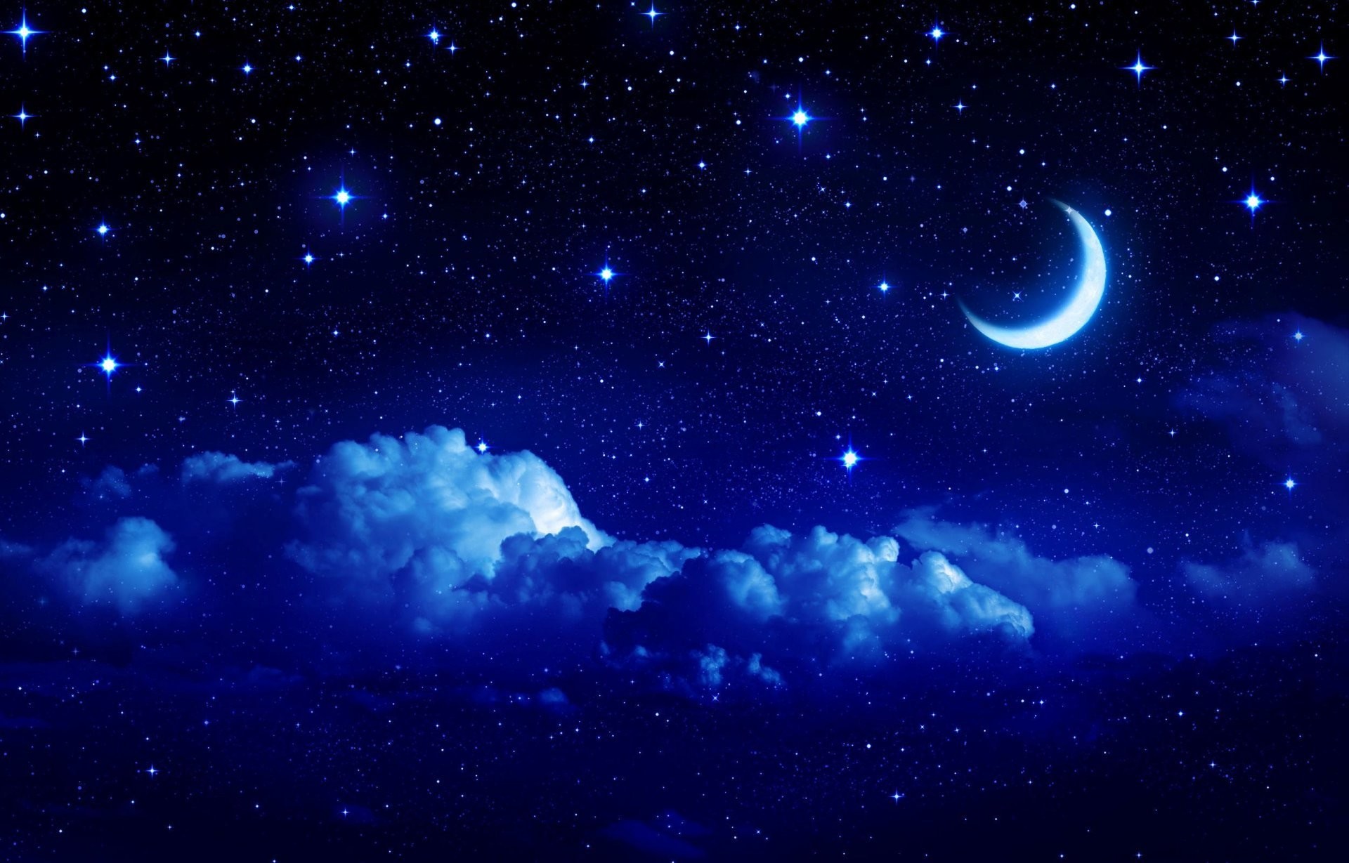 1920x1229 landscape star sky moon year crescent cloud clouds night tale background stars  wallpaper widescreen full screen