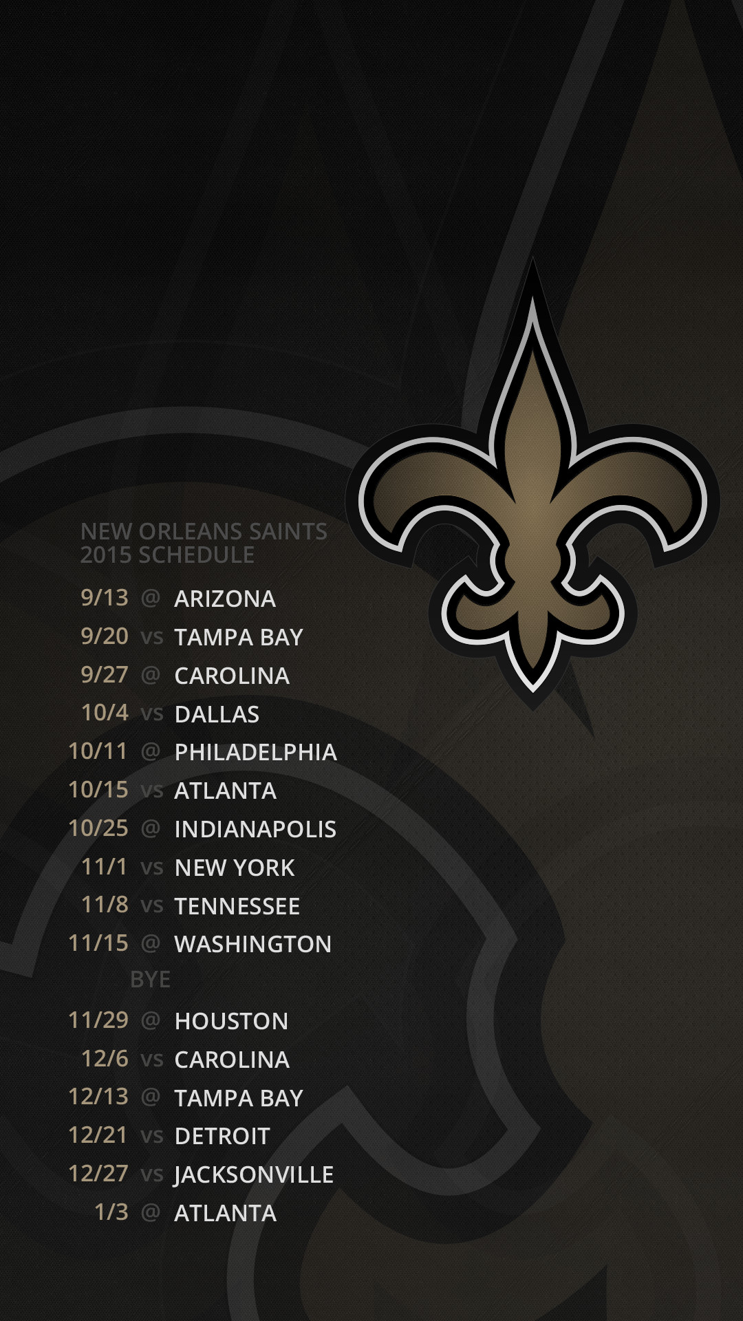 1080x1920 New Orleans Saints - 2015 Schedule - Desktop & Mobile
