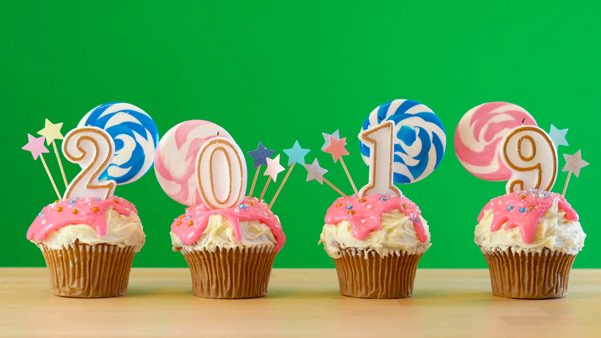 1920x1080 2019 Happy New Year candy land lollipop cupcakes on greenscreen. Stock  Video Footage - Storyblocks Video