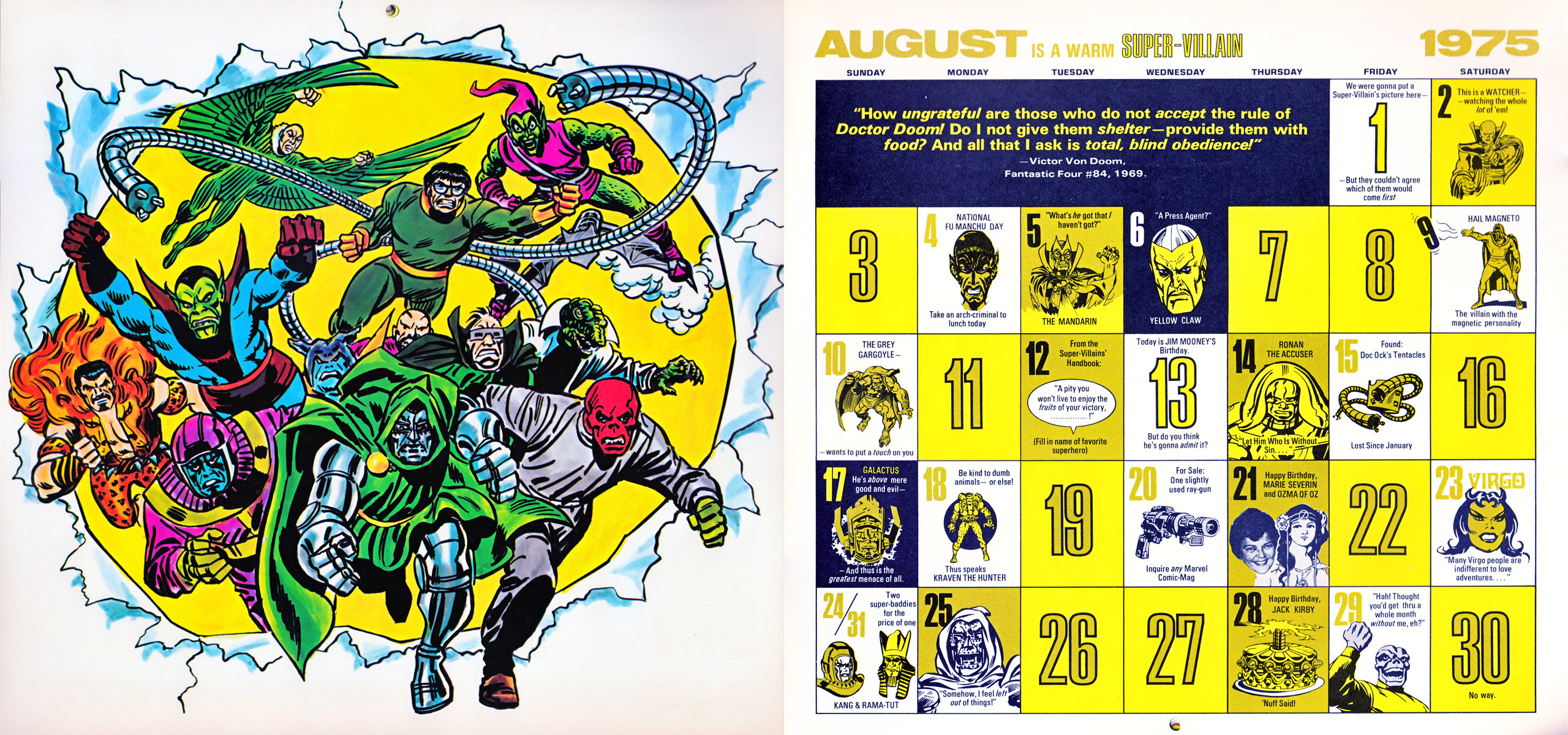 2560x1200 1975 Marvel Comics Calendar - August