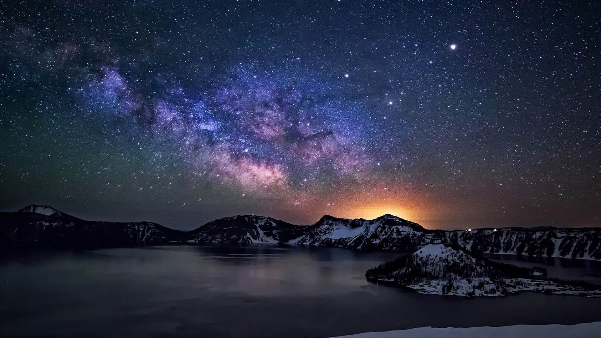 1920x1080 Crater-lake-night-sky-with-star-milkyway-Desktop-Wallpaper-HD -1920Ã1200-1920Ã1080