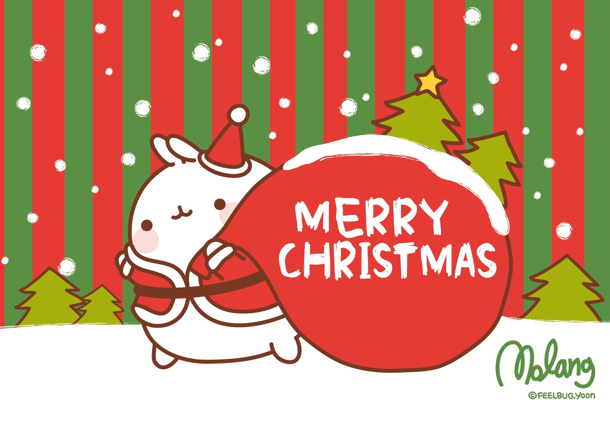 2048x1468 ... having a kawaii Christmas and we'll be back in the New Year. In the  meantime, why not make your computer festive and cute with some Molang  wallpapers.