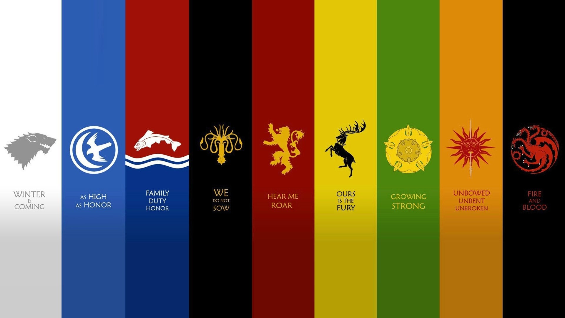 1920x1080 A Song Of Ice And Fire Emblems Fantasy Art Game Thrones George R. Martin  House Arryn Baratheon Greyjoy Lannister Mormont Houses Stark Targaryen  Tully Quotes ...