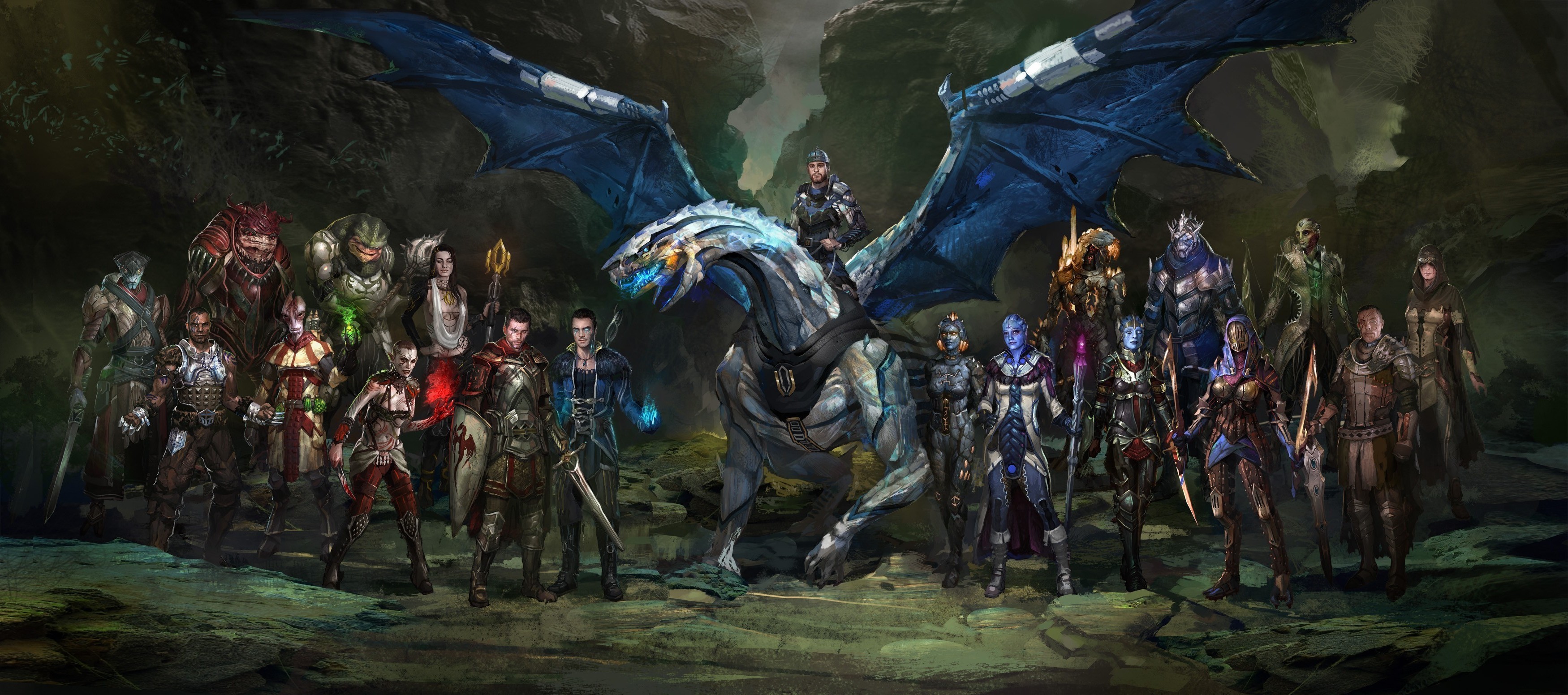 3500x1552 fantasy Art, Dragon Age, Mass Effect, Mash ups Wallpapers HD / Desktop and  Mobile Backgrounds
