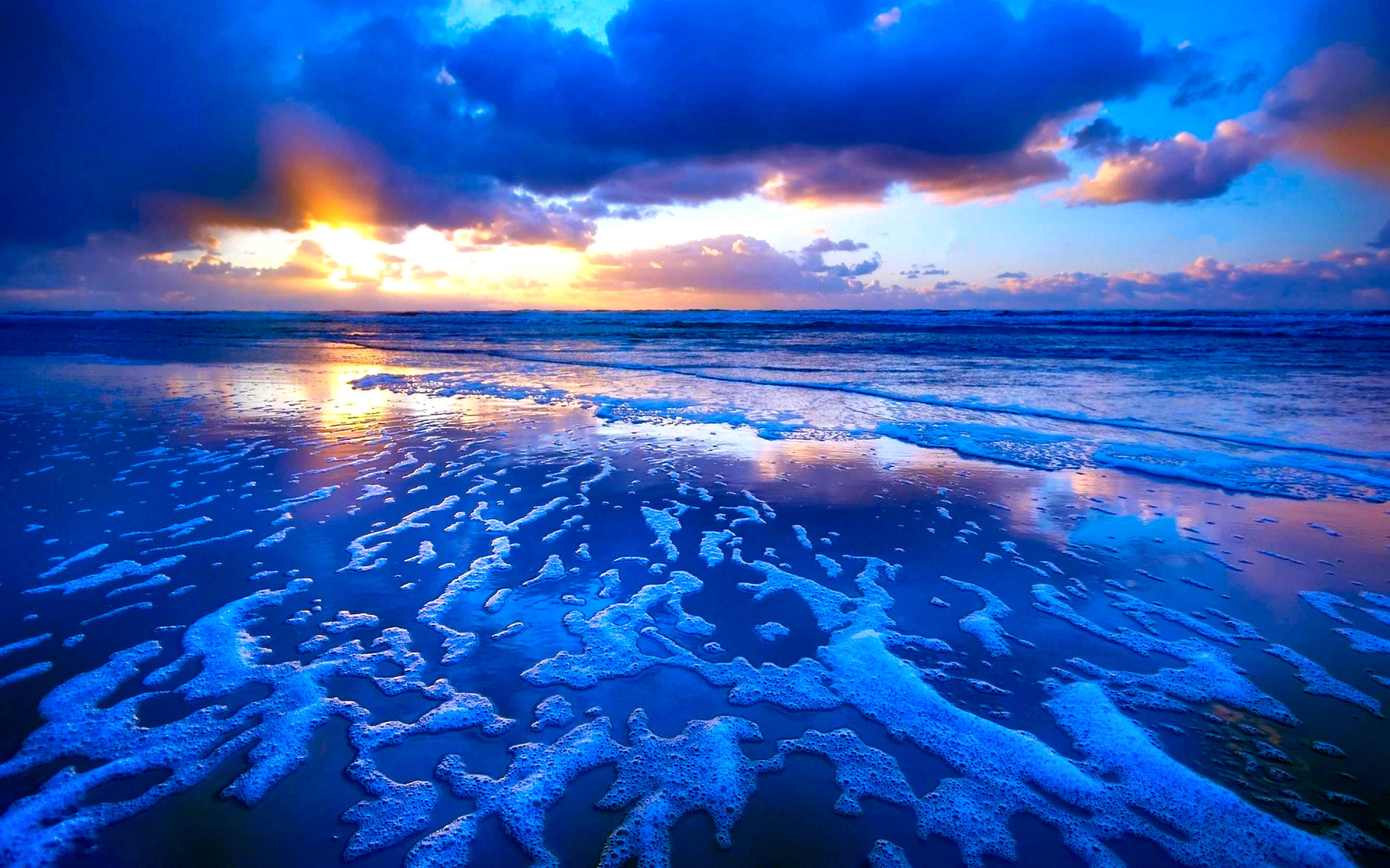 2880x1800 Blue Beach Sunset Background