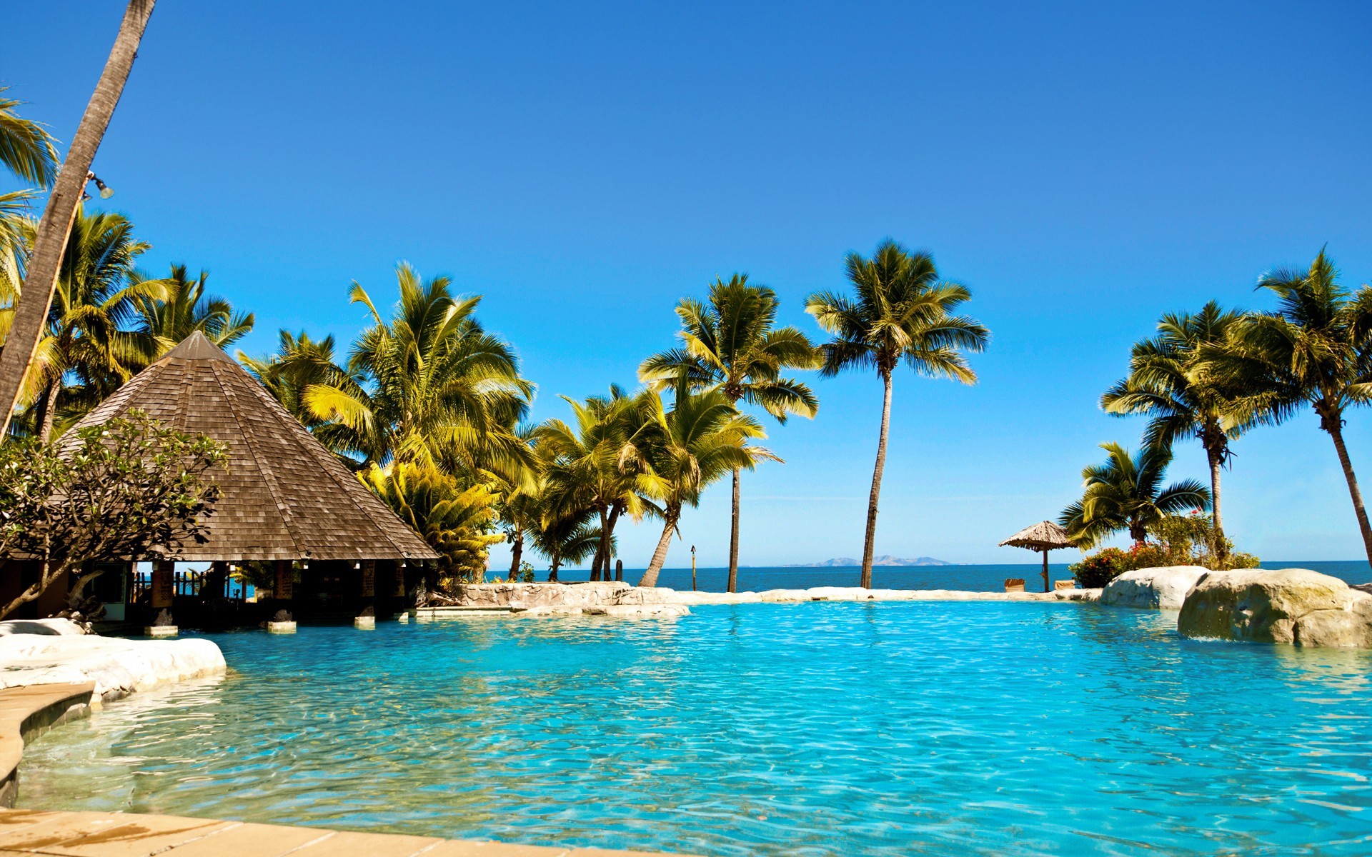 1920x1200 hotels Fiji islands resort relaxation sea beaches wallpaper background .