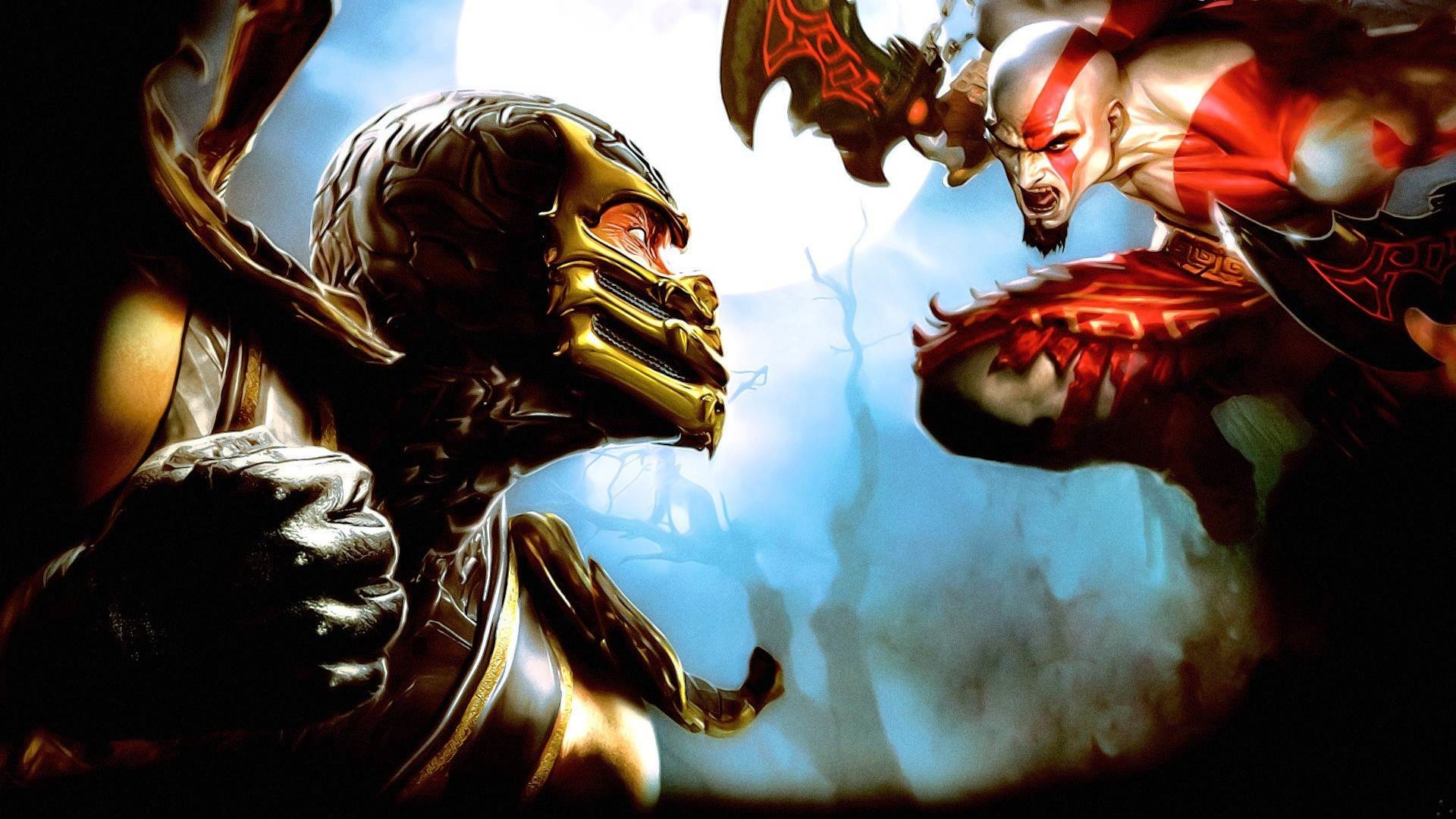 1920x1080 Mortal Kombat, Scorpion , Kratos, God Of War Wallpapers 1920Ã1200 Kratos HD