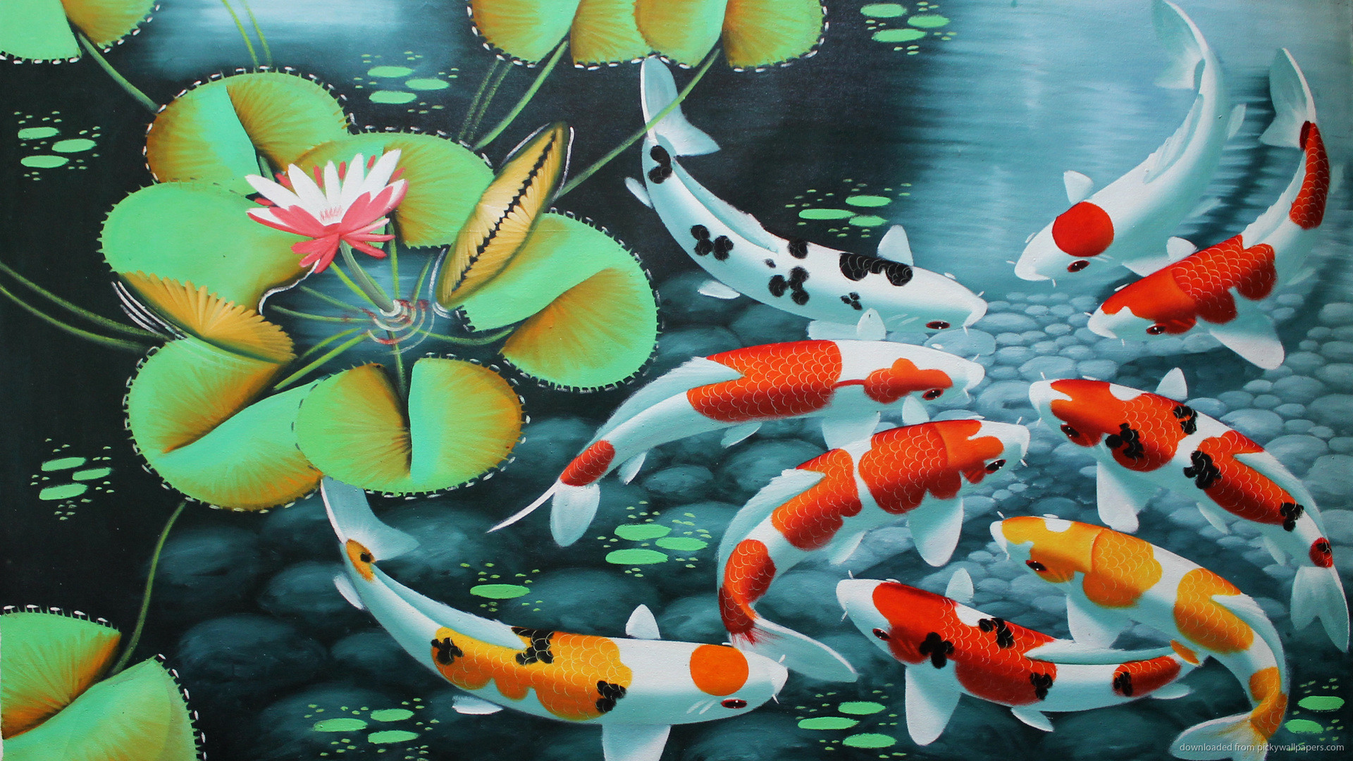 1920x1080 HD Koi Fish Artwork Wallpaper wallpaper
