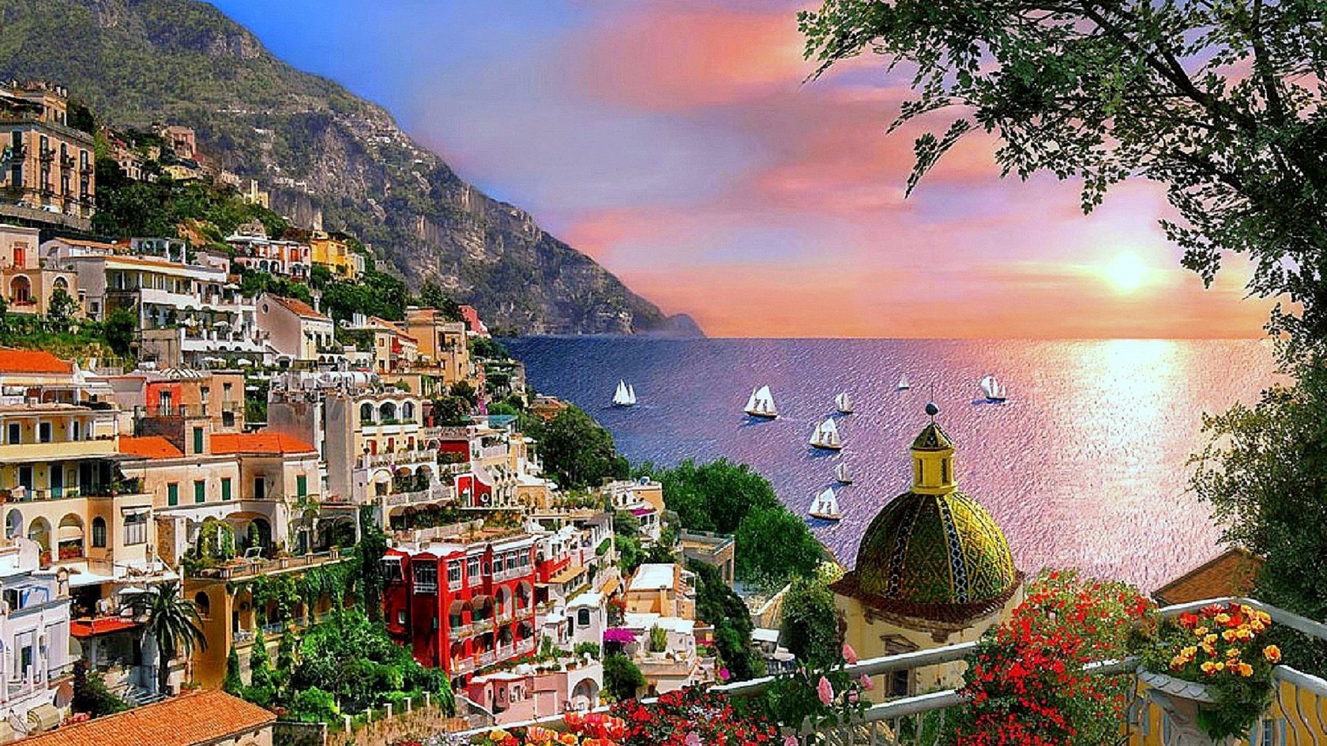 1920x1080 Houses - POSITANO Places Photography Sunsets Coast Love Seasons Weather  Flowers Attractions Dreams Cities Creative Pre