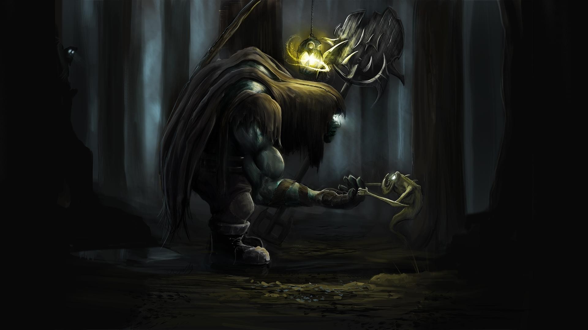 1920x1080 dark creatures | Yorick League of Legends fantasy dark monsters creatures  scary trees .