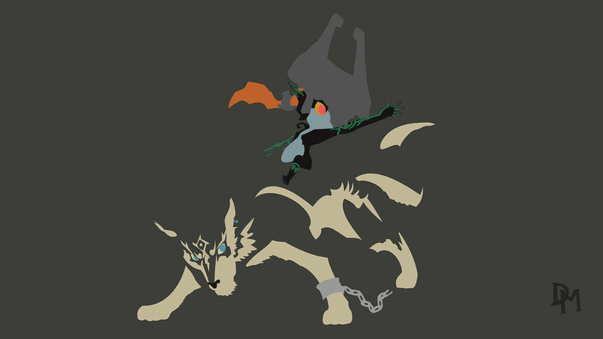 1920x1080 ... The Legend of Zelda: TP - Wolf Link and Midna by DisasterMastr