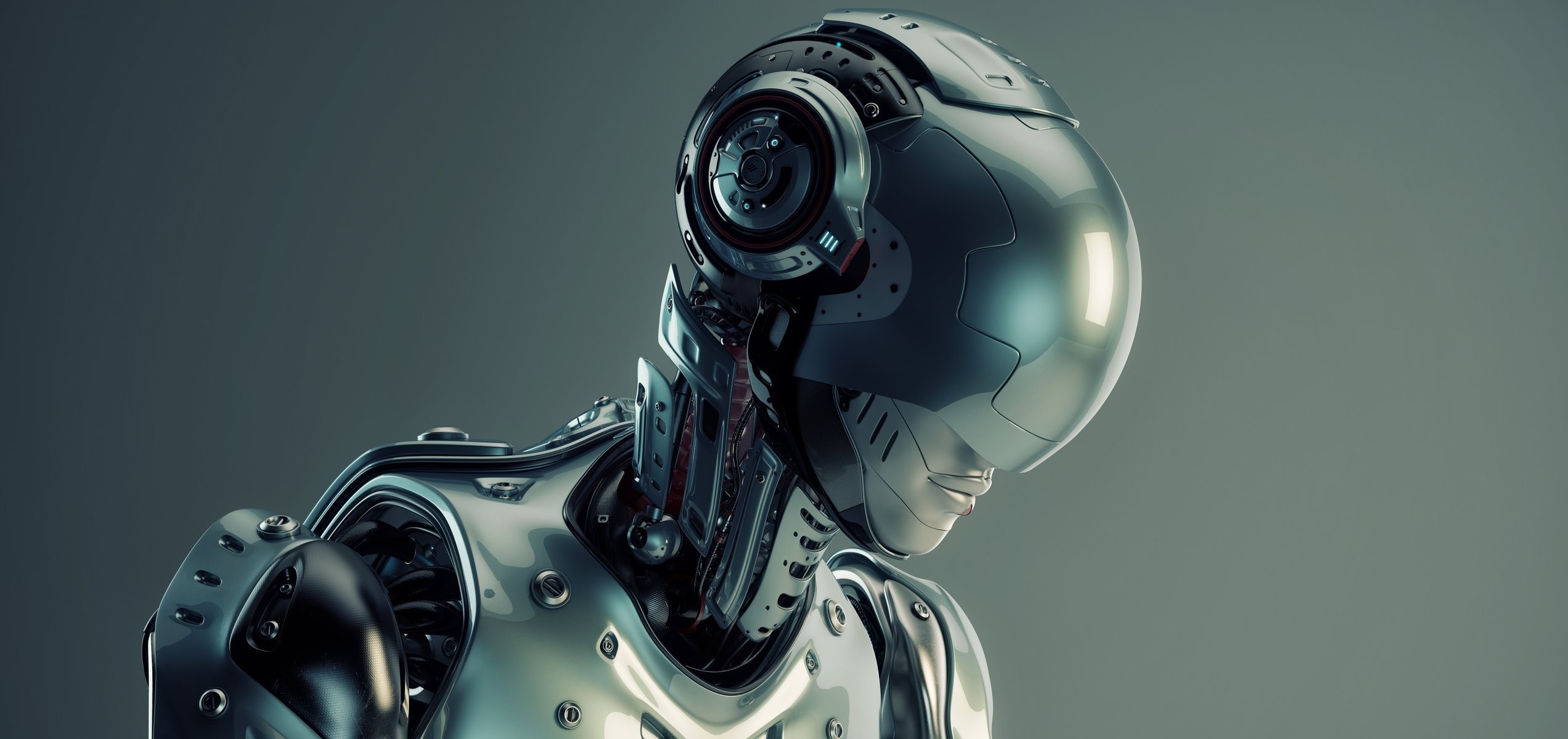 2544x1200 humanoid robot cyborg helmet head