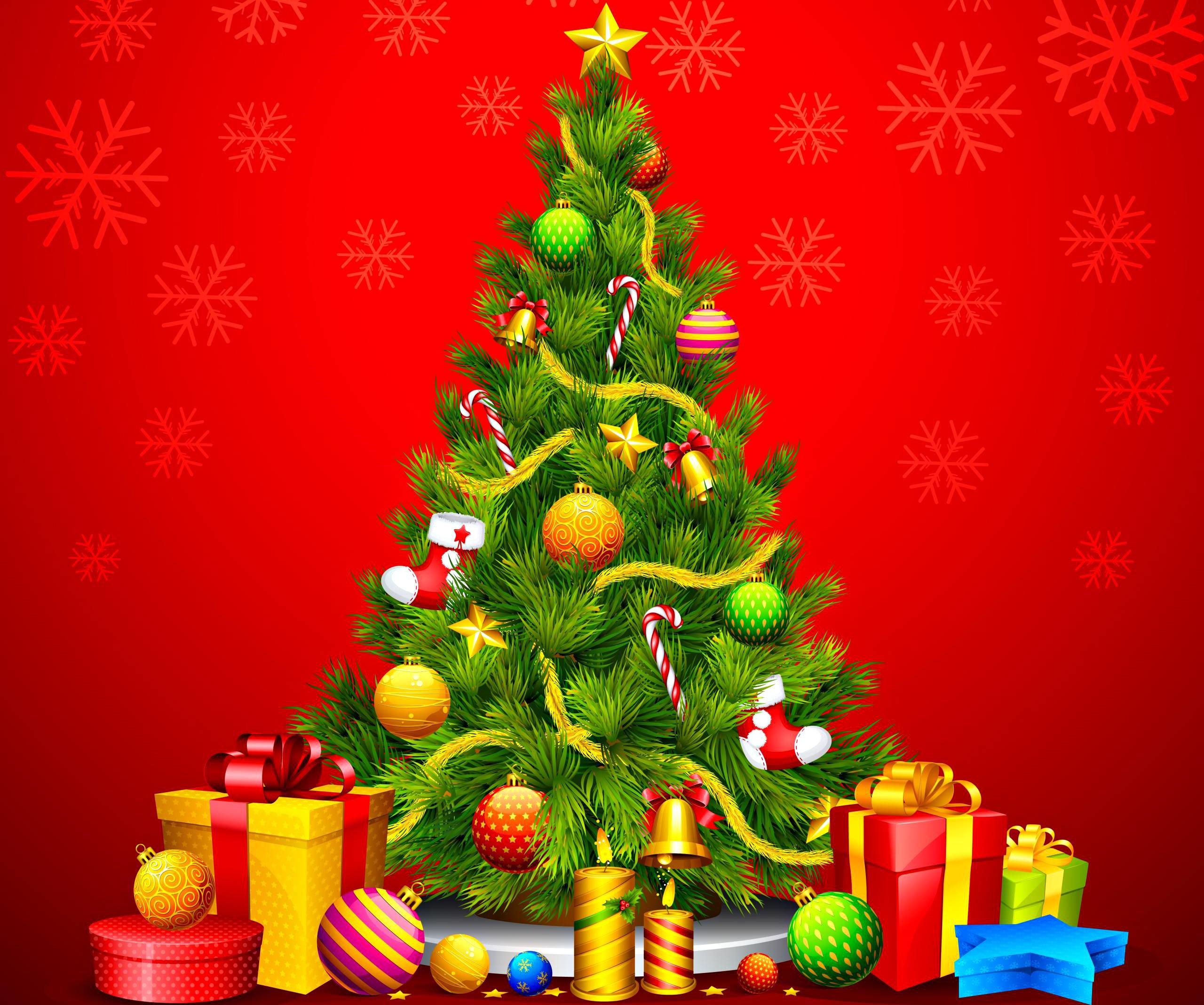2560x2136 Christmas Tree Background Wallpaper